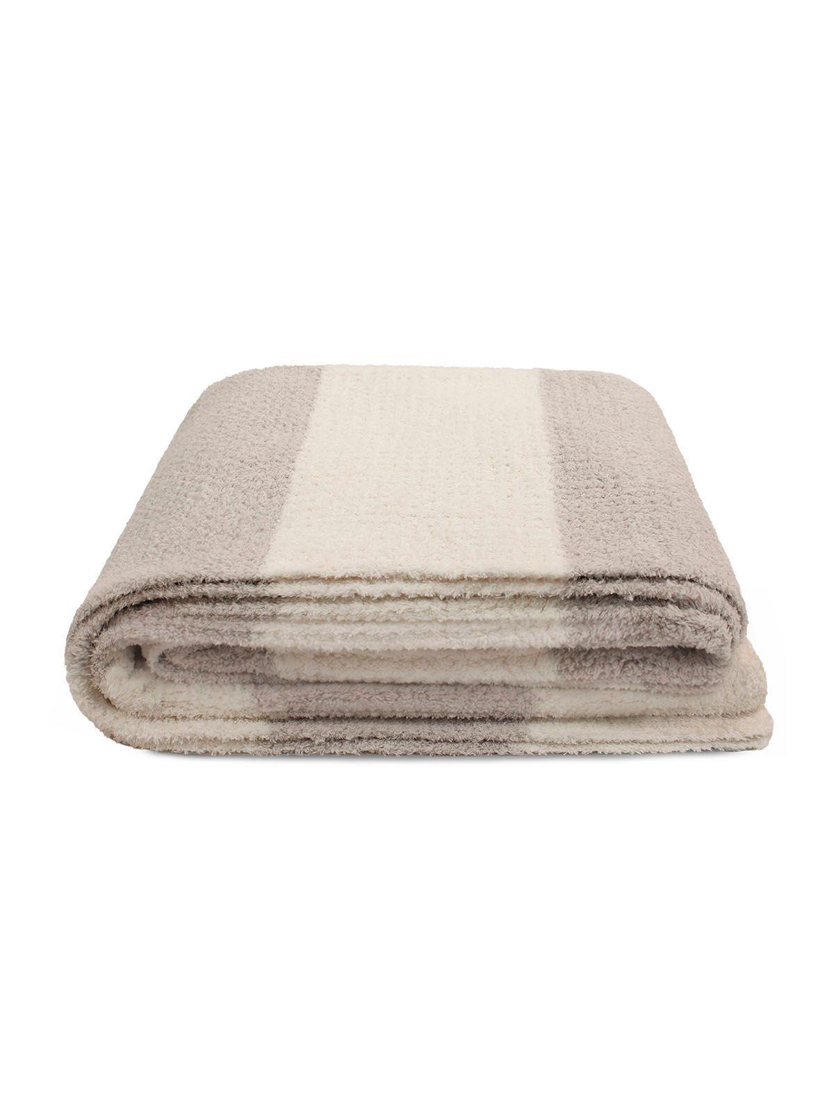 Manta de franela Nautica 127x152 Waffle cama sofá suavidad superior taupe-3