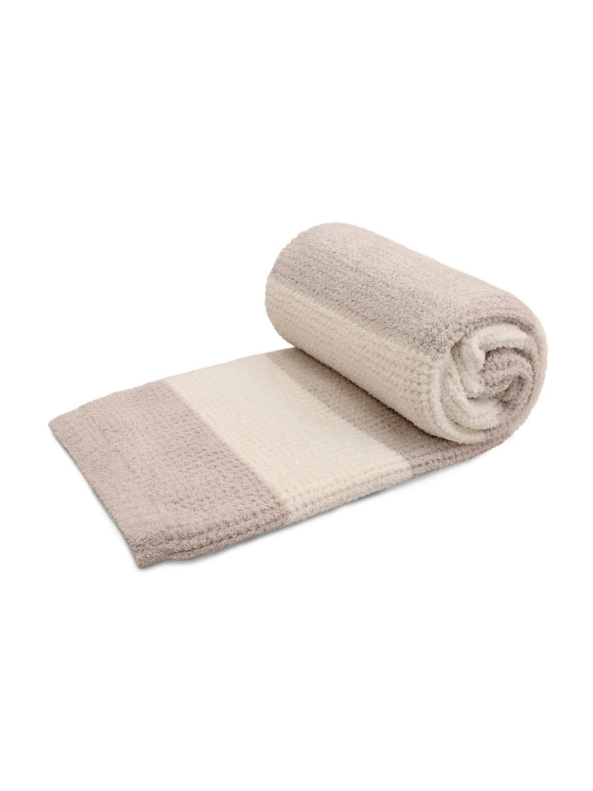 Manta de franela Nautica 127x152 Waffle cama sofá suavidad superior taupe-4