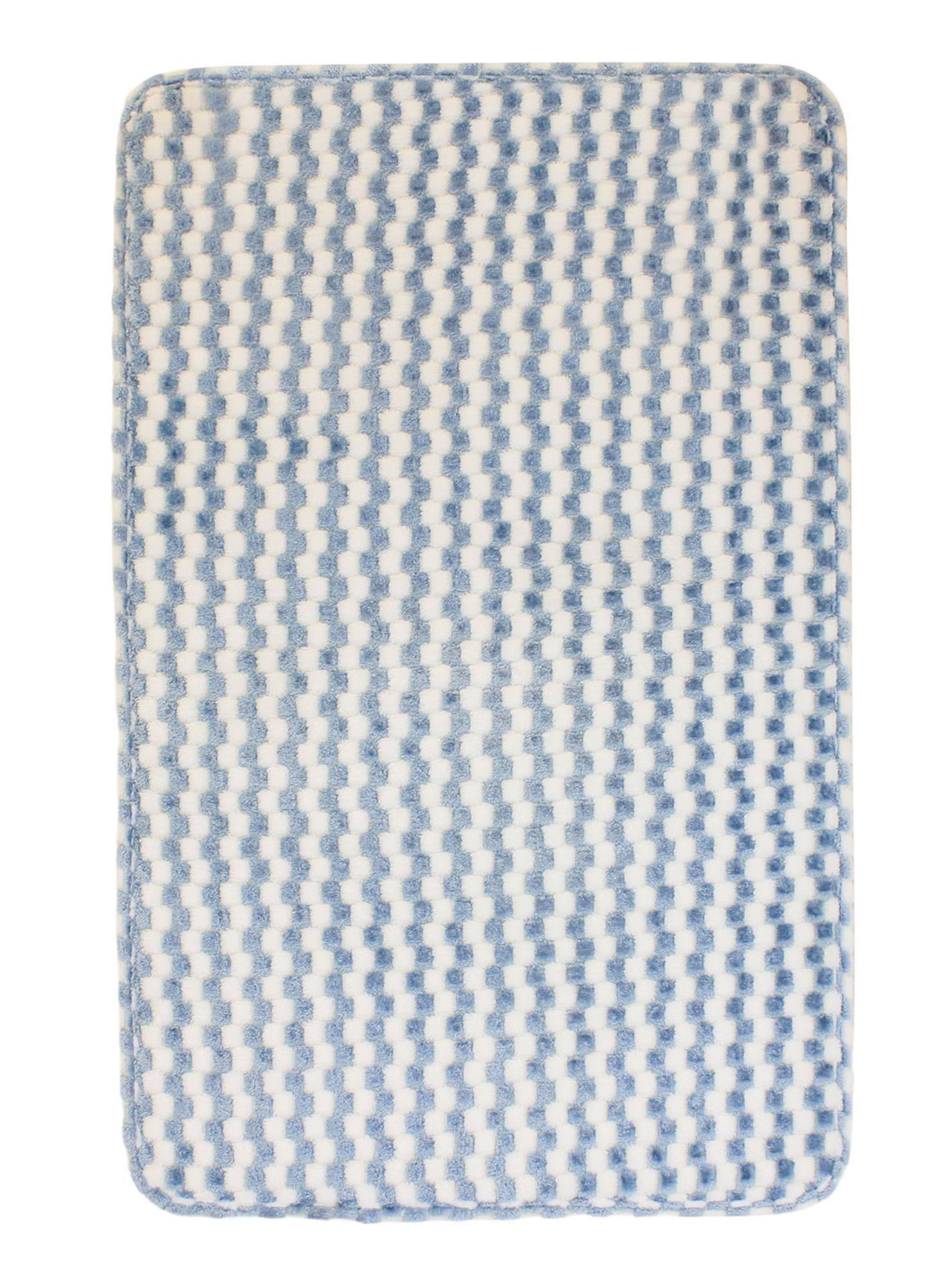 Alfombra de Baño Nautica Home Memory Foam 40x60 cm Cuadros Azul-5