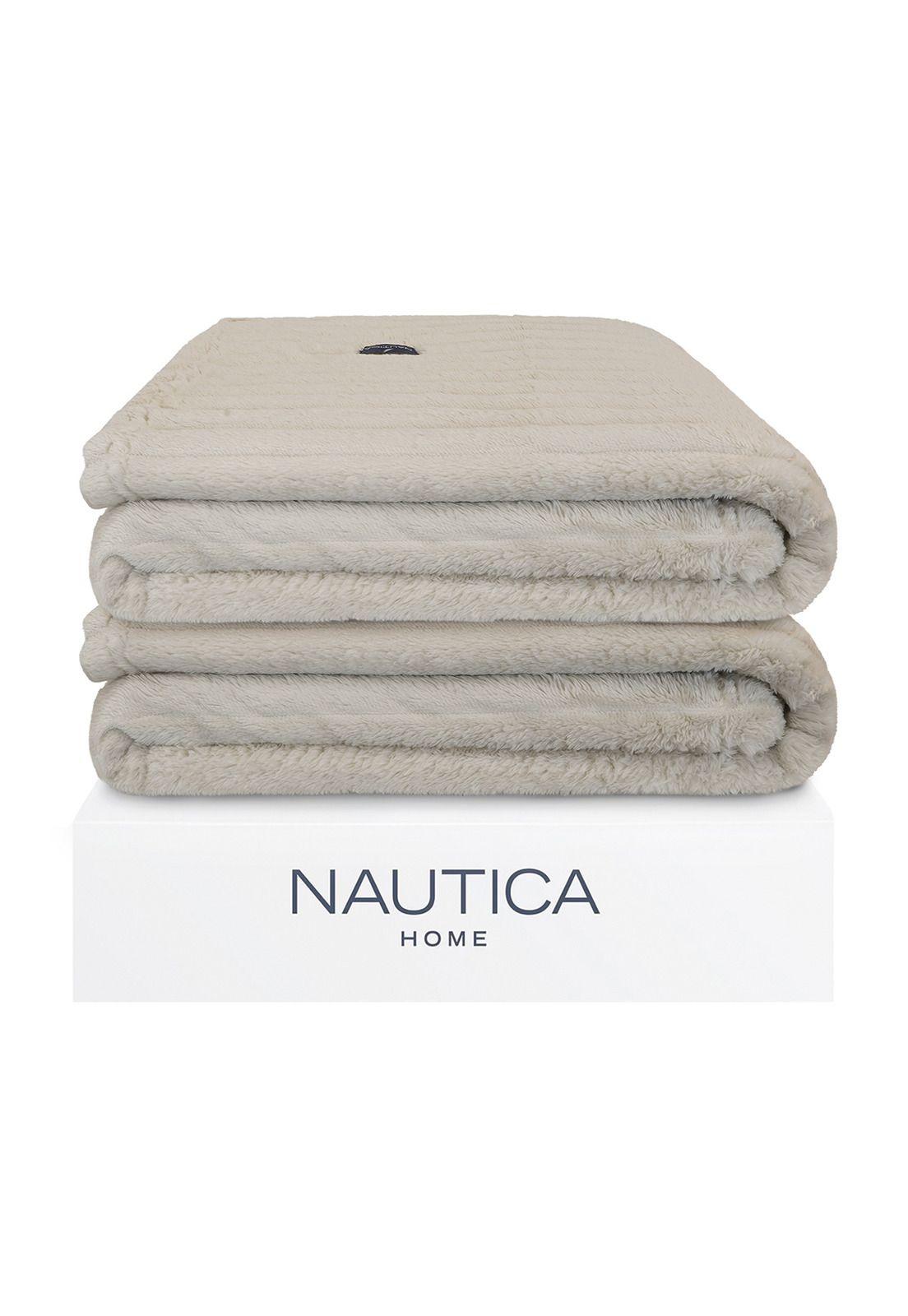 Pack 2 Mantas de cama Nautica Home Jacquard Franela ultrasuave 127x178cm-1