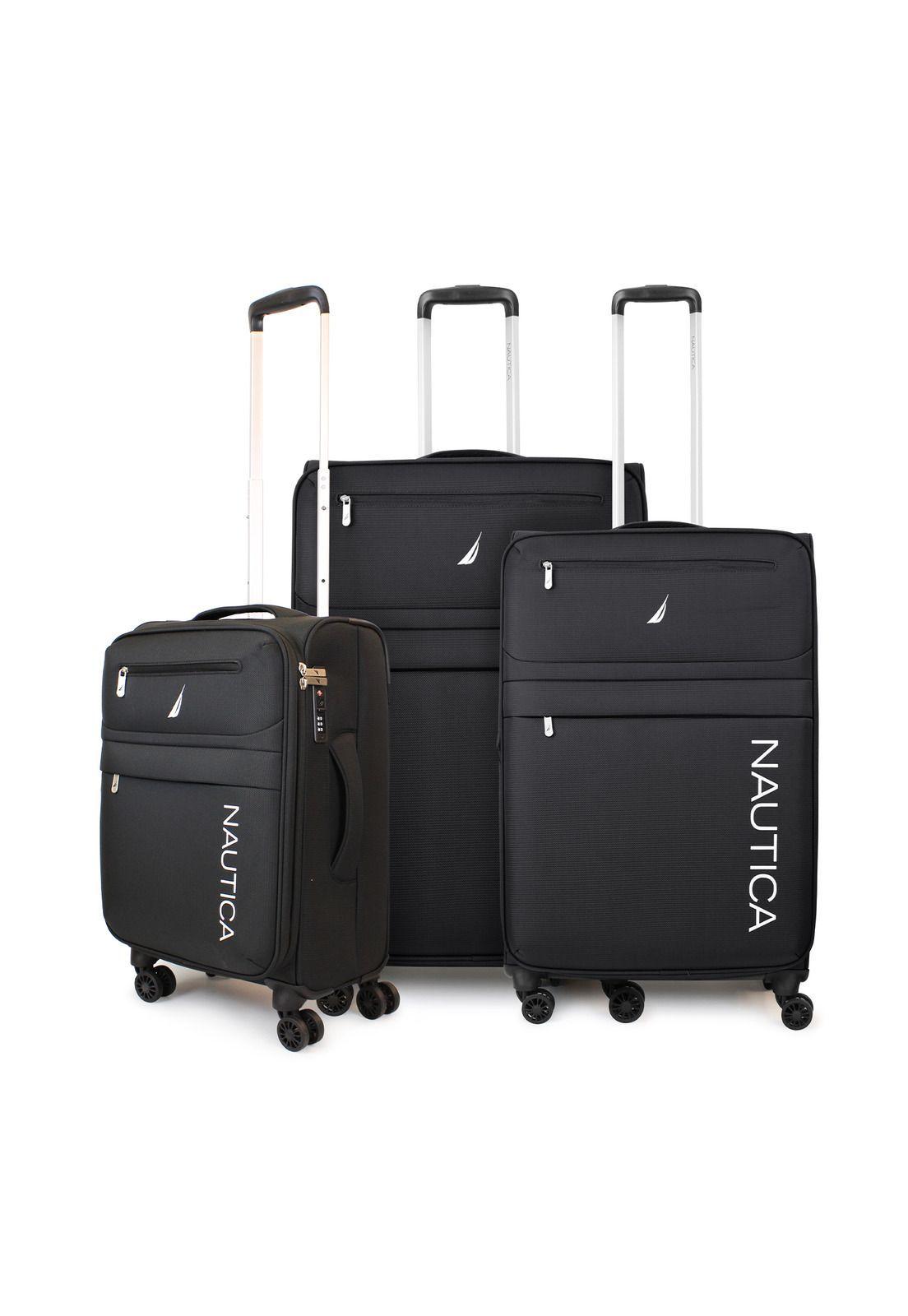 Set de 3 maletas blandas de tela S+M+L Nautica Munich negra-0