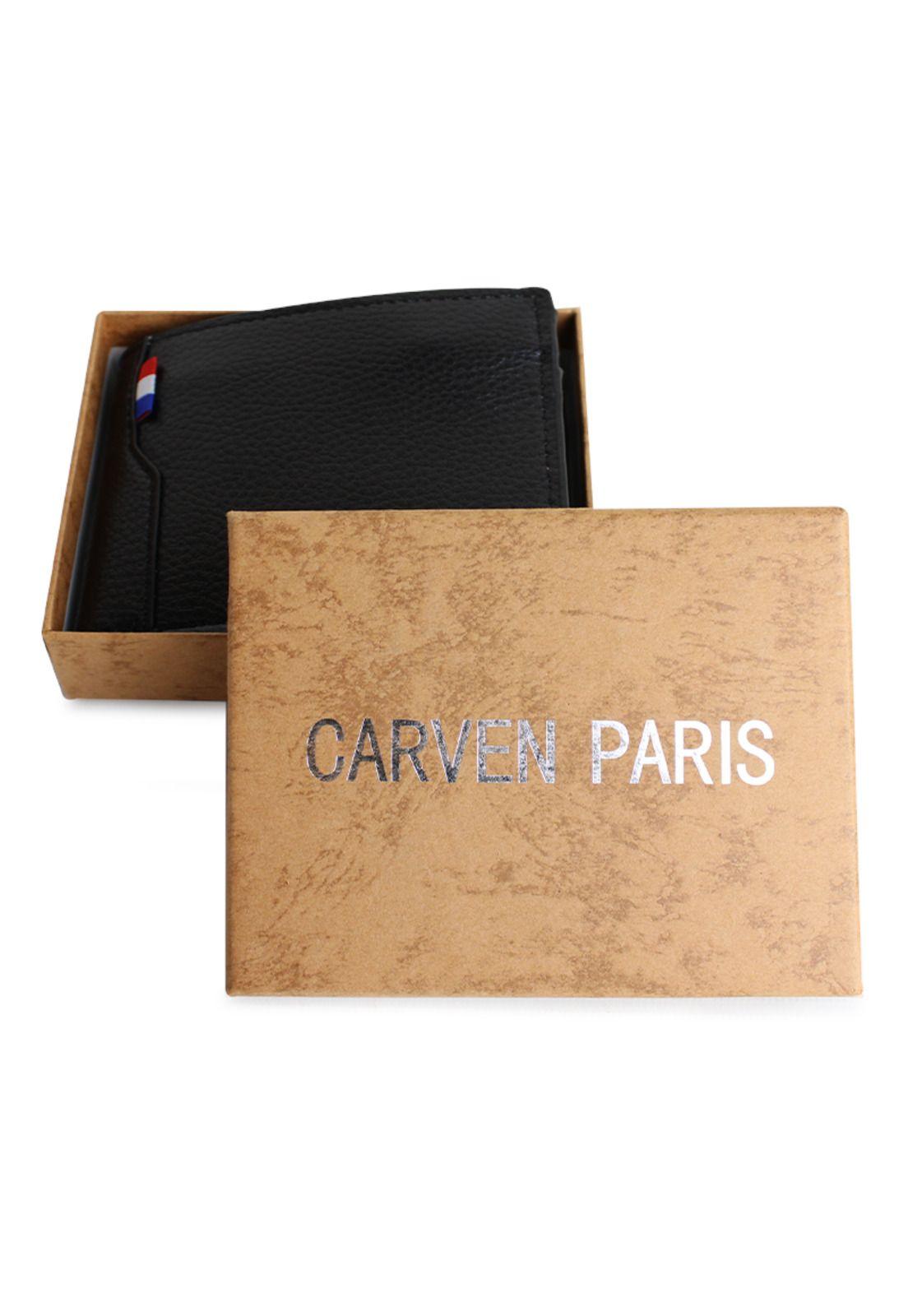 Billetera de hombre Matt negra Carven Paris-4
