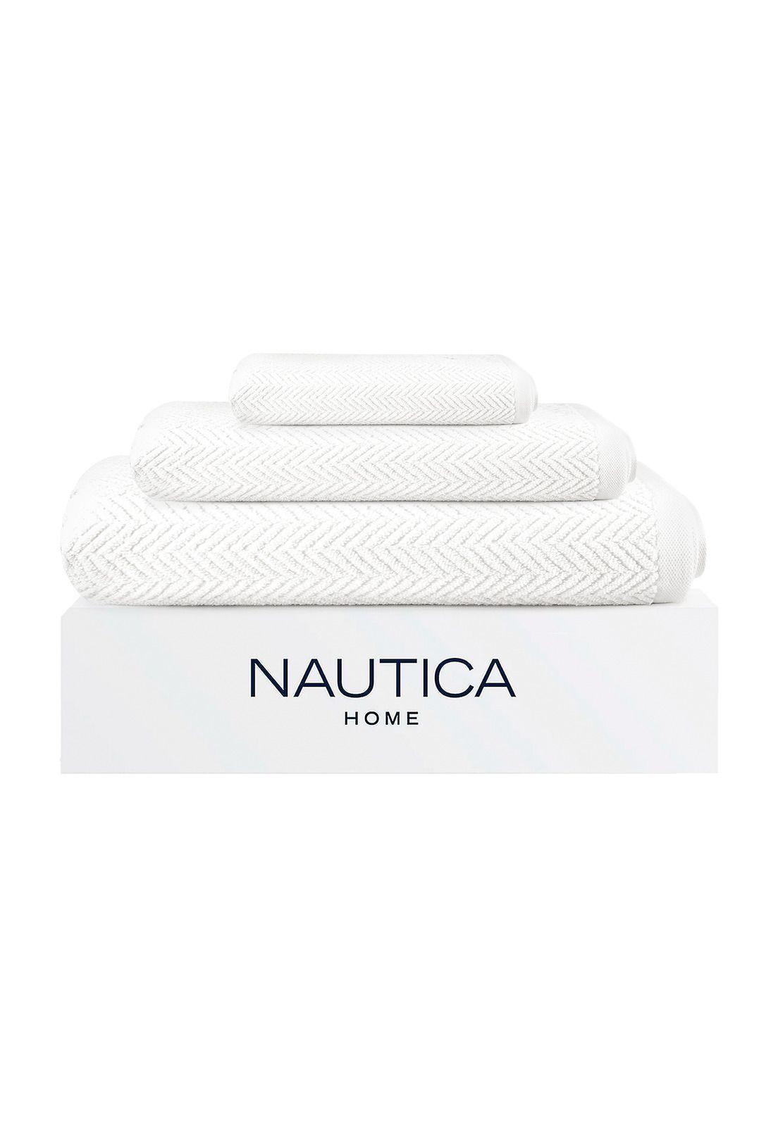 Set 3 Toallas Nautica VIS Cara+mano+cuerpo 100% algodón alta calidad blanco-0