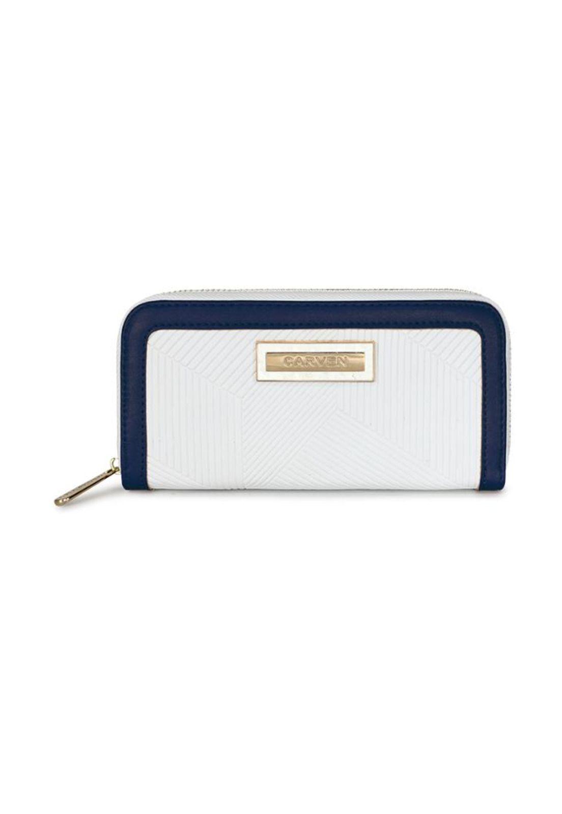 Billetera mujer Greta blanco y azul Carven Paris-4