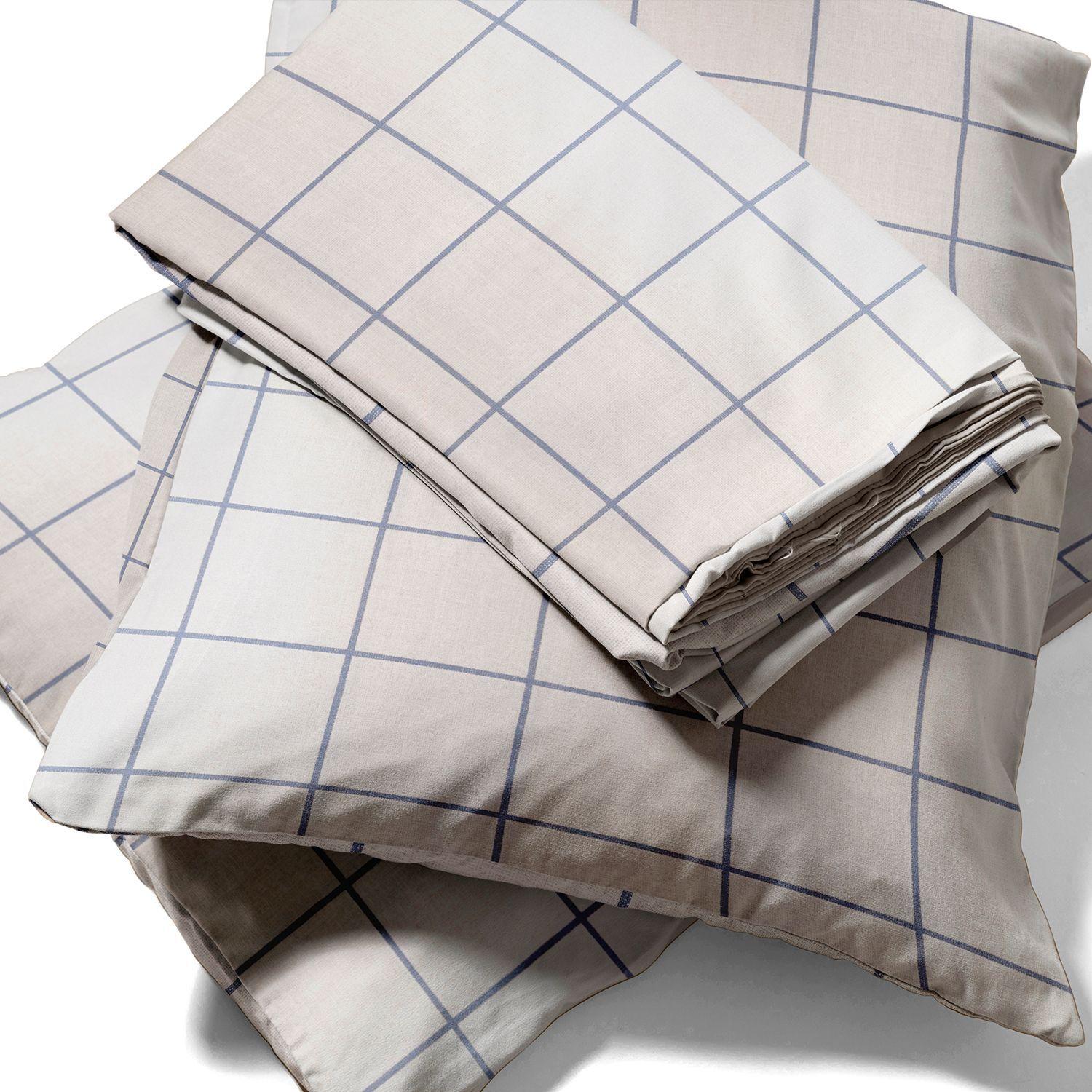 Juego de sábanas Nautica 4 piezas microfibra 2 plazas diseño a cuadros blanco-3