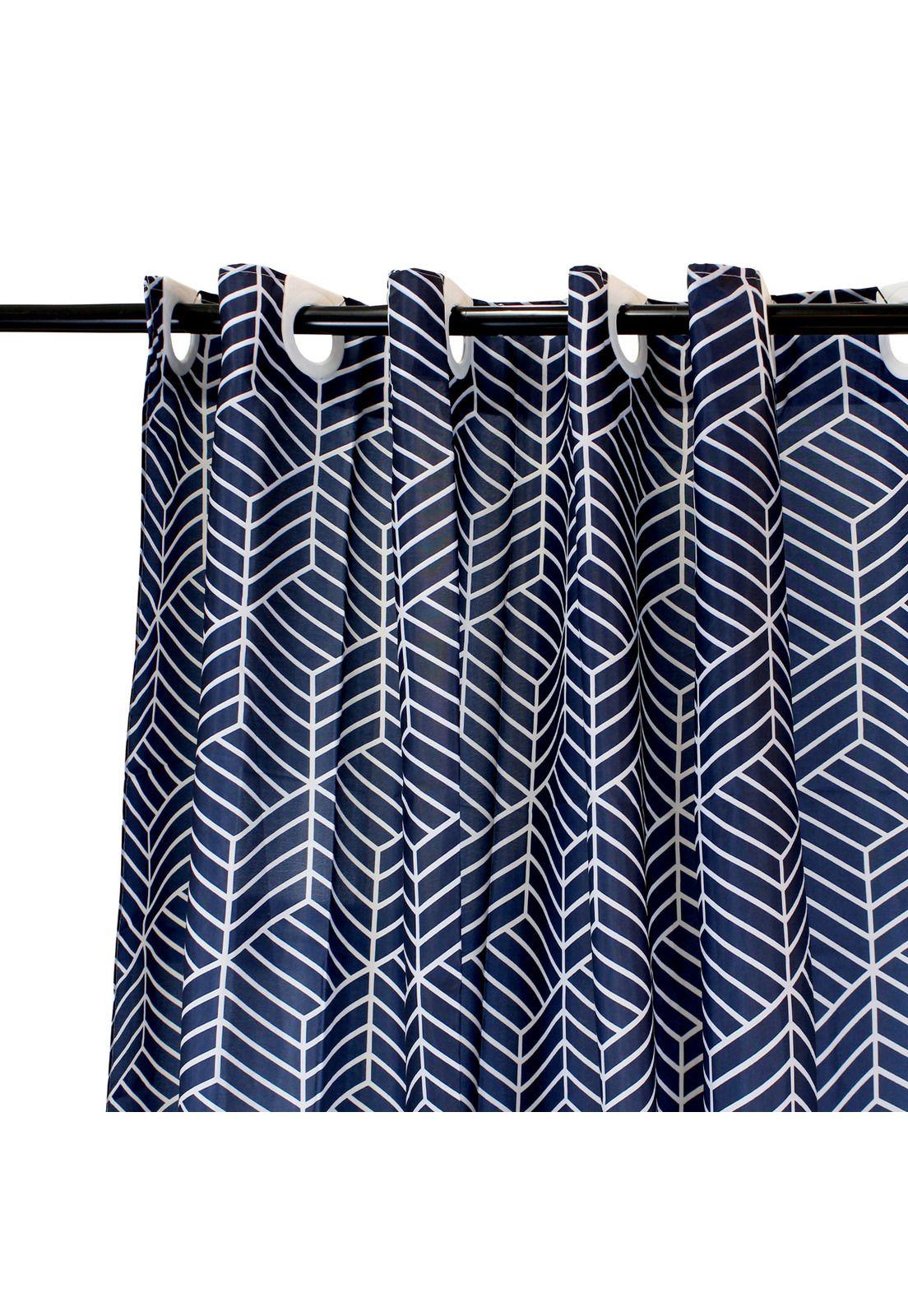 Set para baño Nautica Home Cortina+Alfombra+cesta diseño azul-2