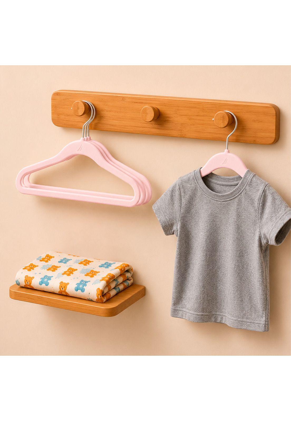 Set 10 Colgadores para Bebé Perchas rosadas Infantiles Resistentes para Clóset -0