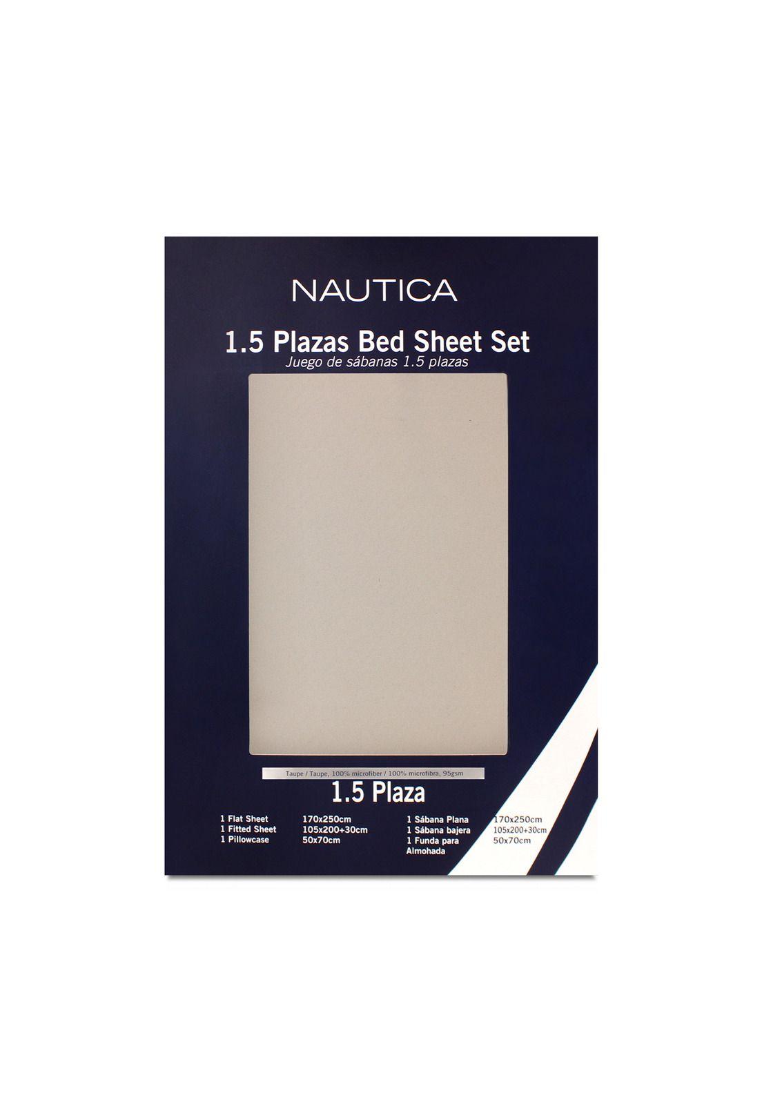 Juego de Sábanas Nautica 3piezas microfibra 1,5 Plazas beige-3