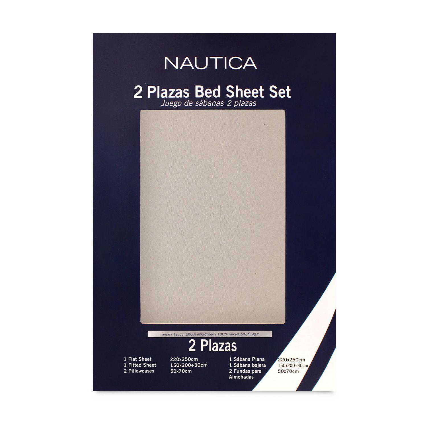 Juego de Sábanas Nautica 3piezas microfibra 1,5 Plazas Taupe-4