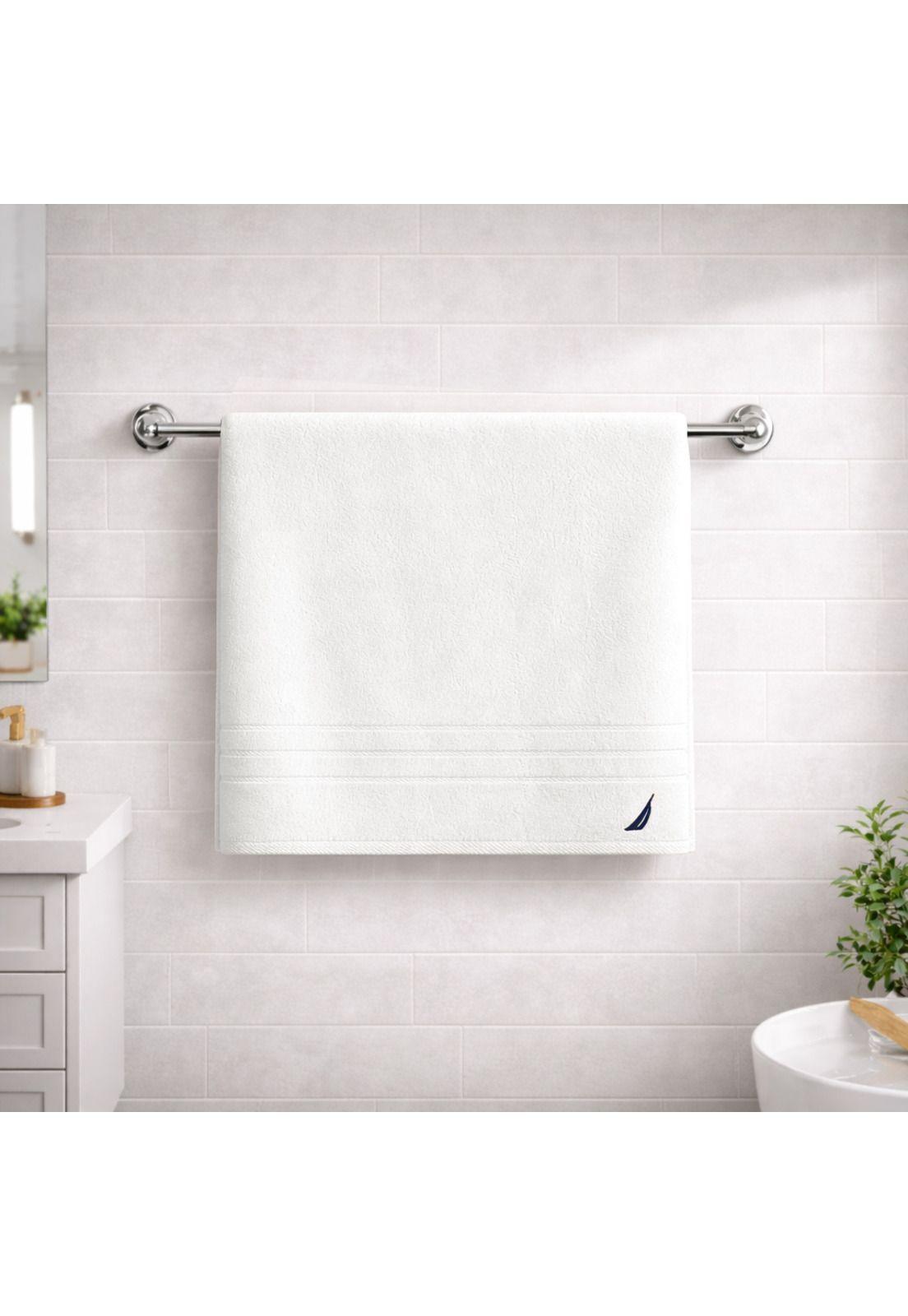 Set 3 Toallas Nautica SIGNATURE Cara+mano+cuerpo 100% algodón alta calidad blanco-5