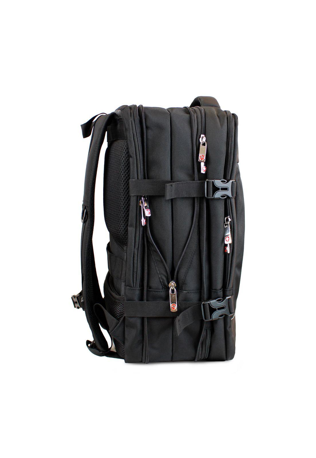 Mochila de viaje Viral Plus tipo maleta con usb Swiss Bag negra-6