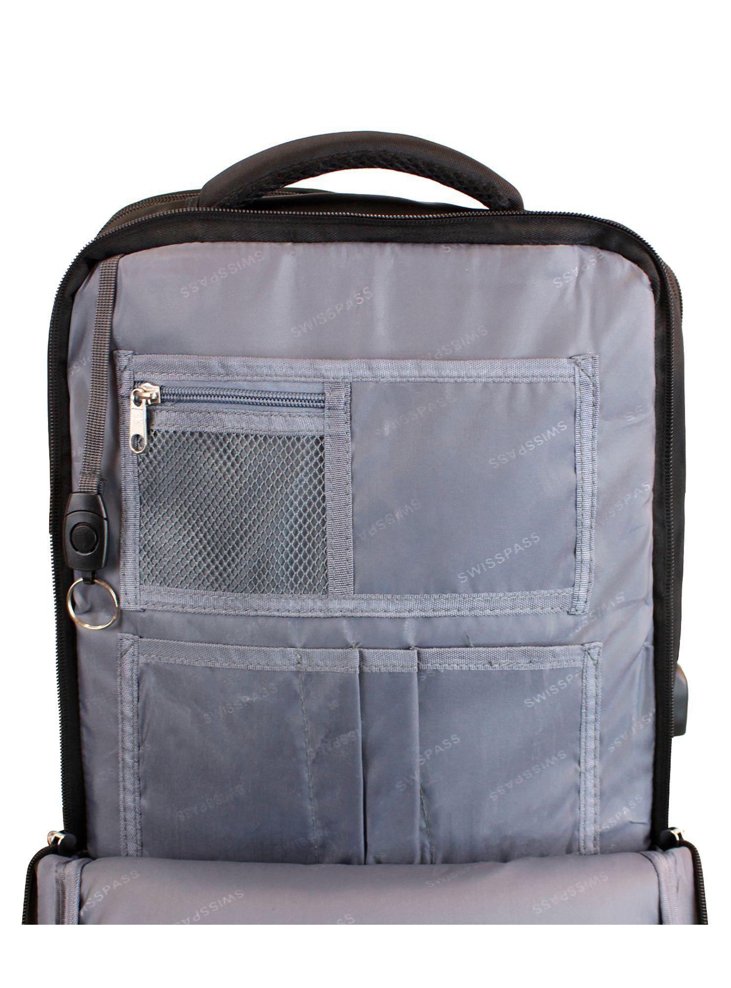 Mochila de viaje Viral Plus tipo maleta con usb Swiss Bag negra-3