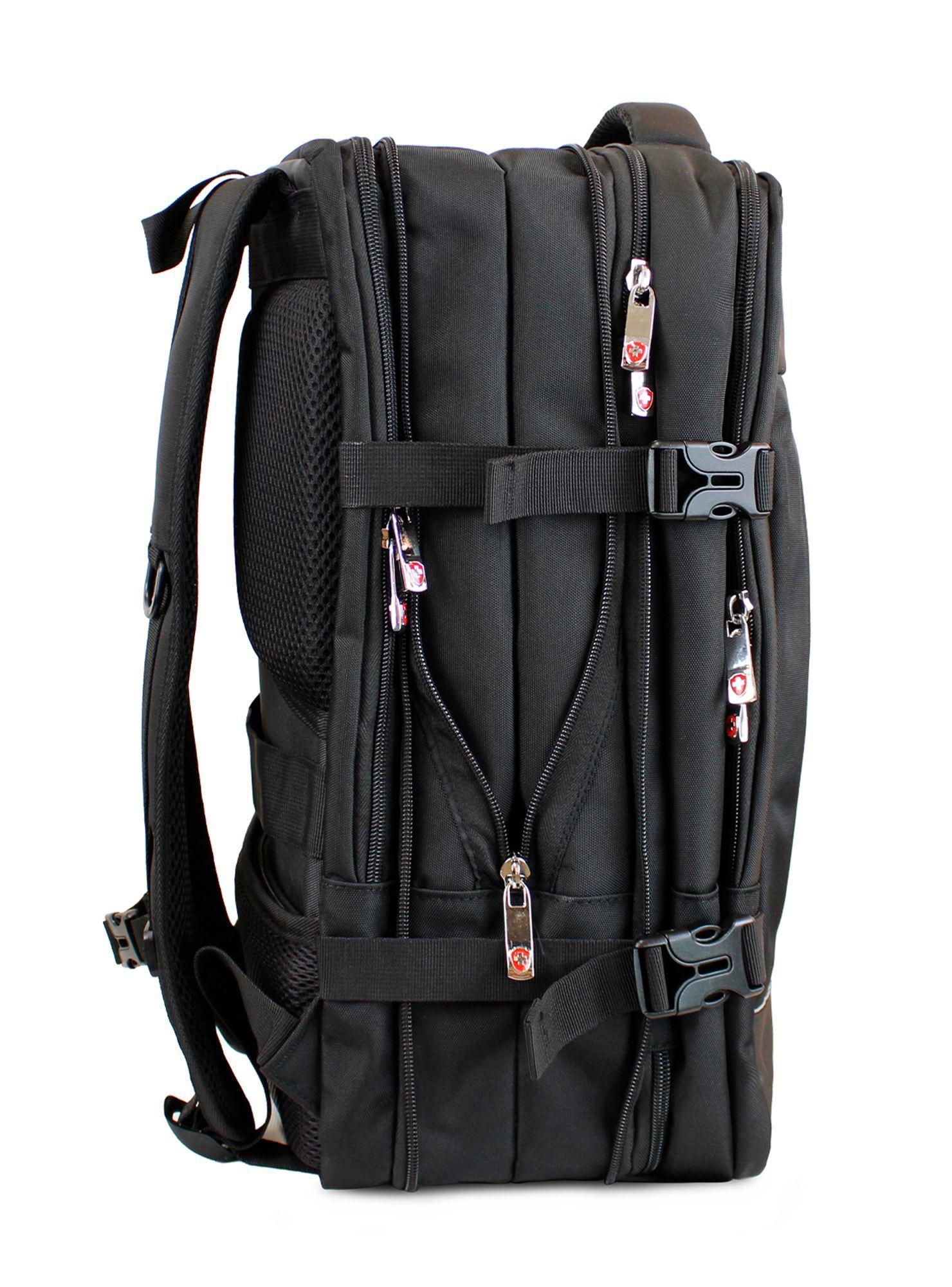 Mochila de viaje Viral Plus tipo maleta con usb Swiss Bag negra-7