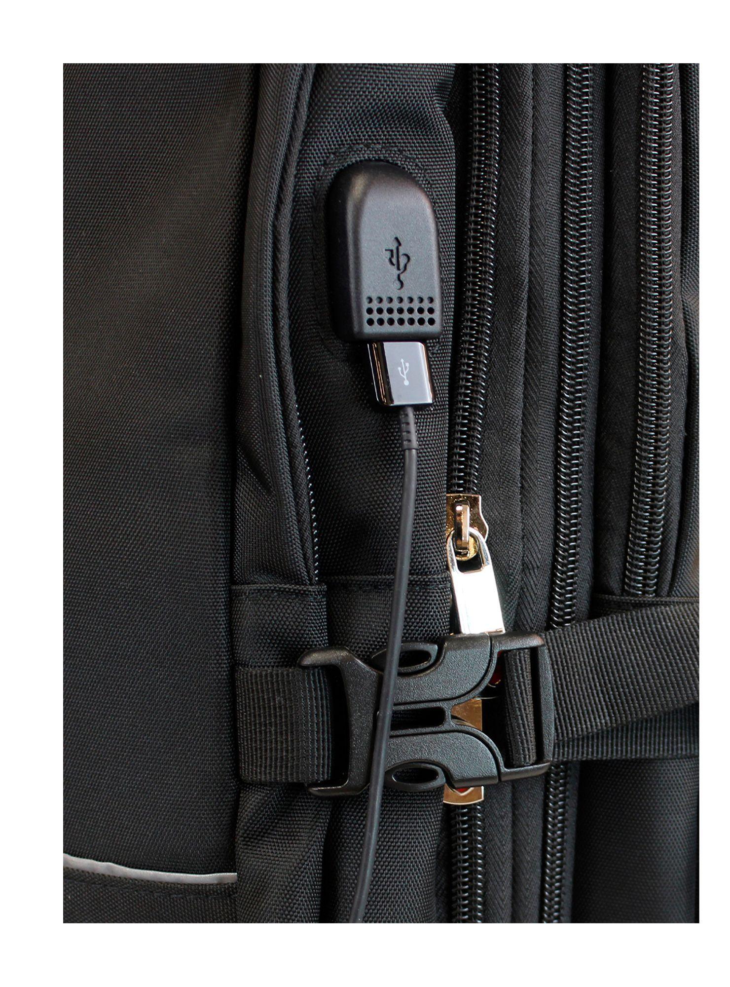 Mochila de viaje Viral Plus tipo maleta con usb Swiss Bag negra-8