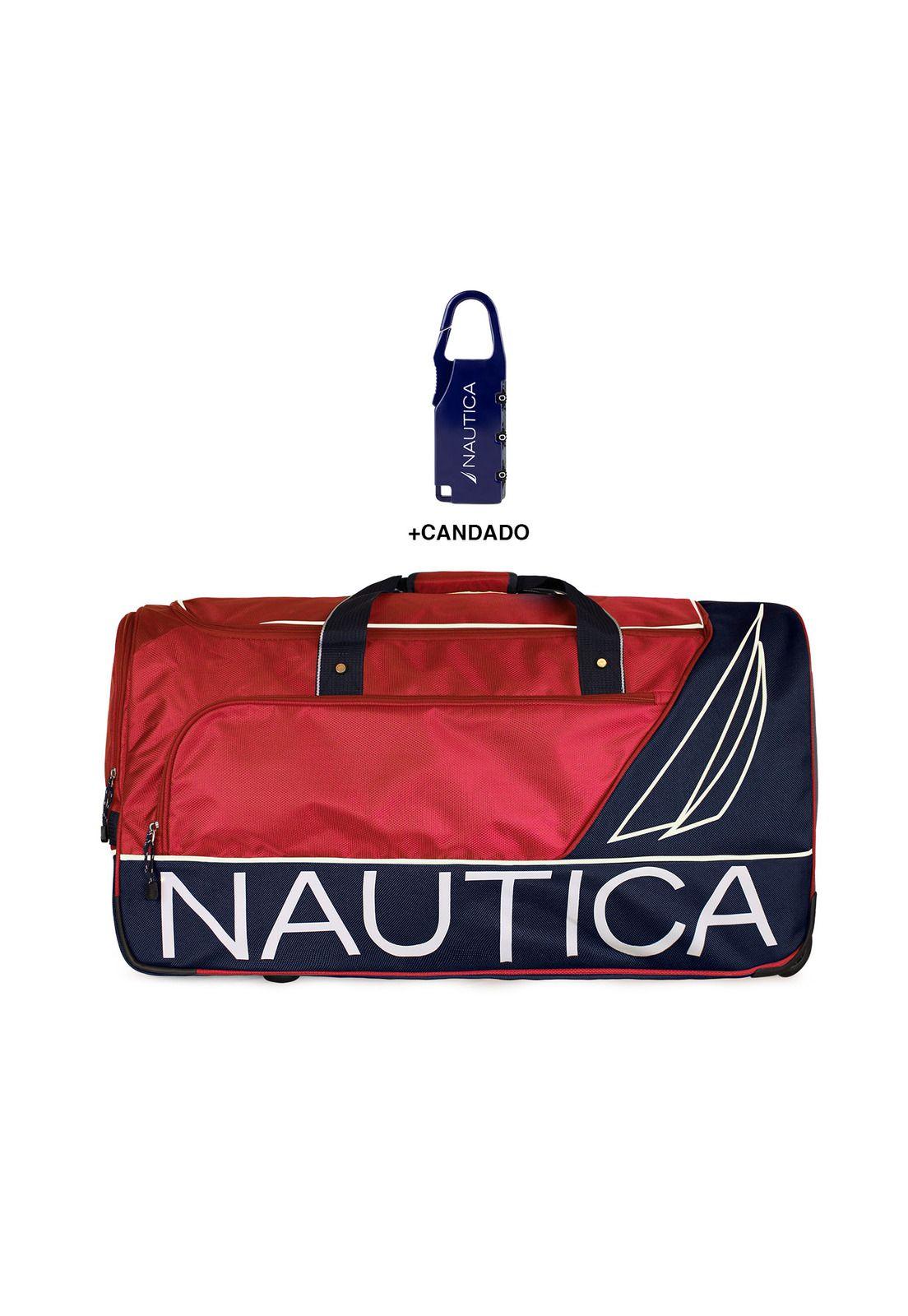 Bolso de Viaje con ruedas Nautica Mannar L rojo + Candado-0