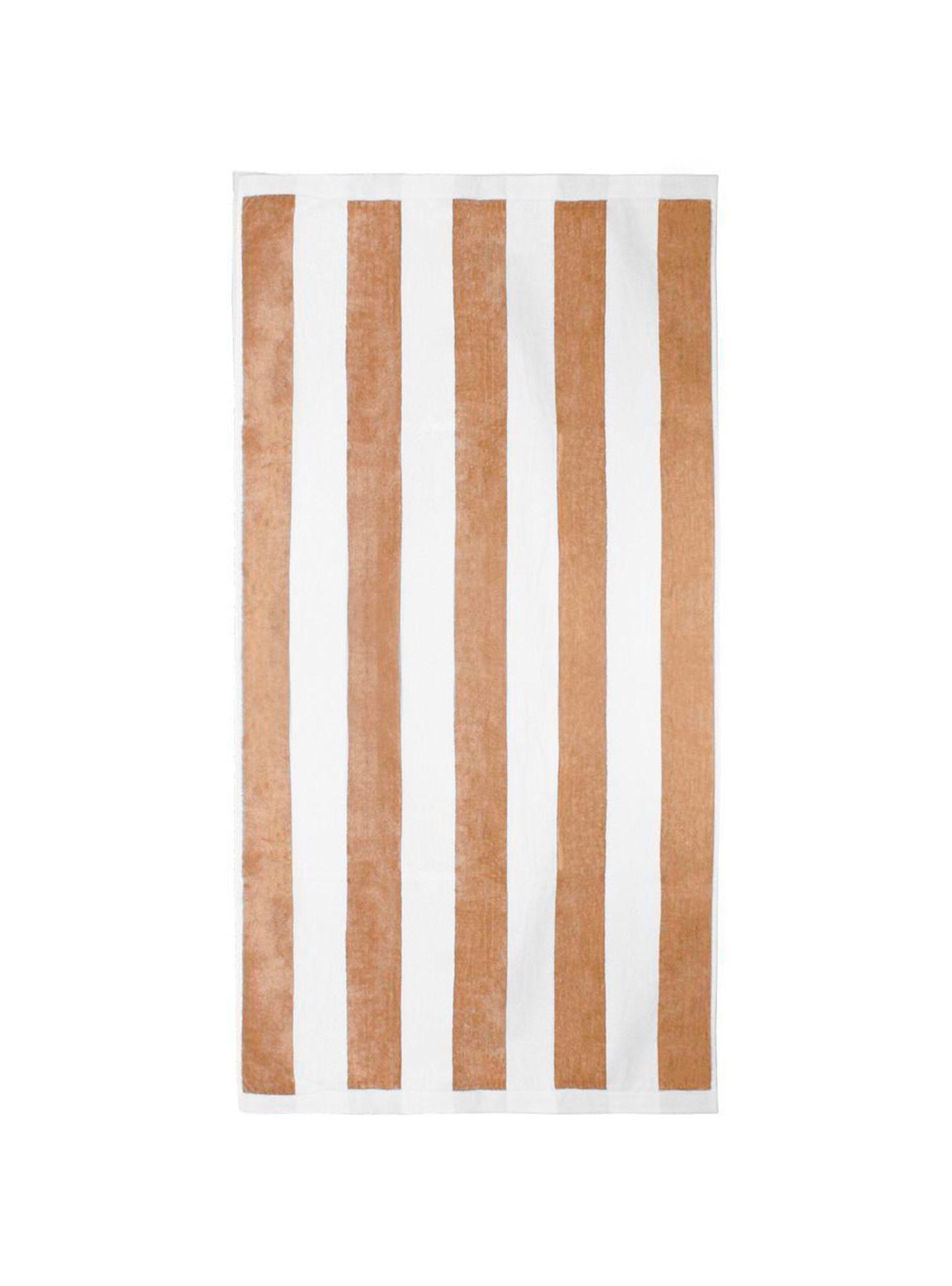 Toalla de playa Nautica Home 100% Algodón 163x81 diseño rayas beige-1