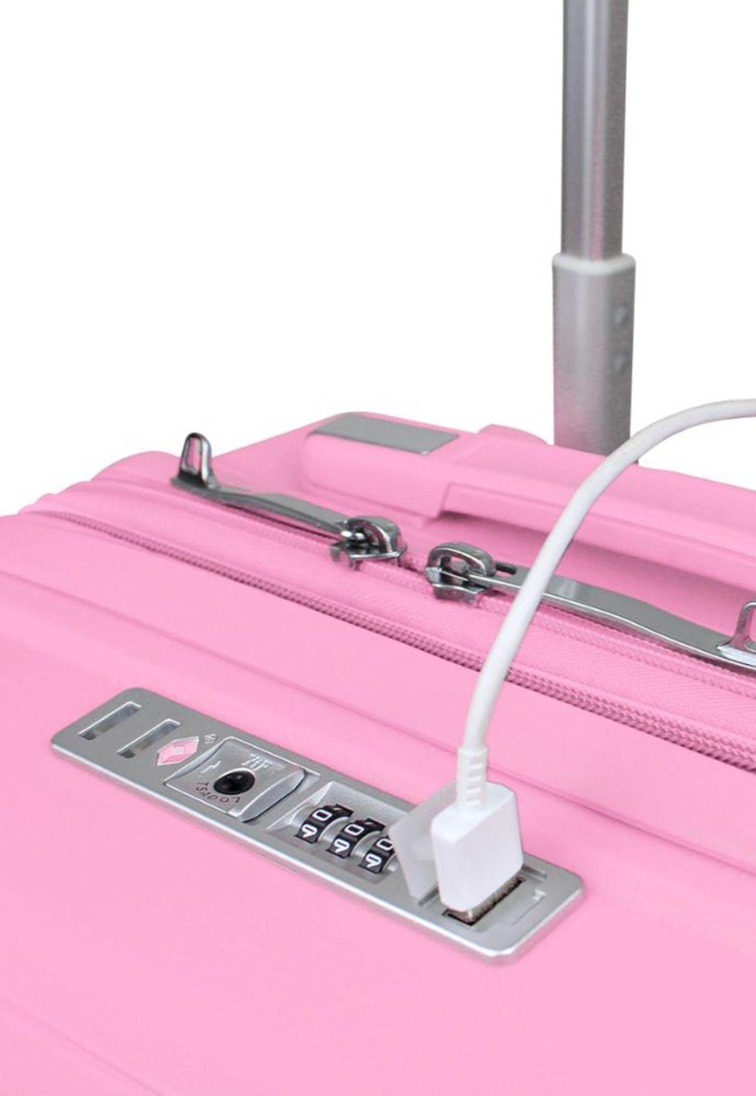 Maleta cabina con puerto USB Storm rosada Swiss bag-0