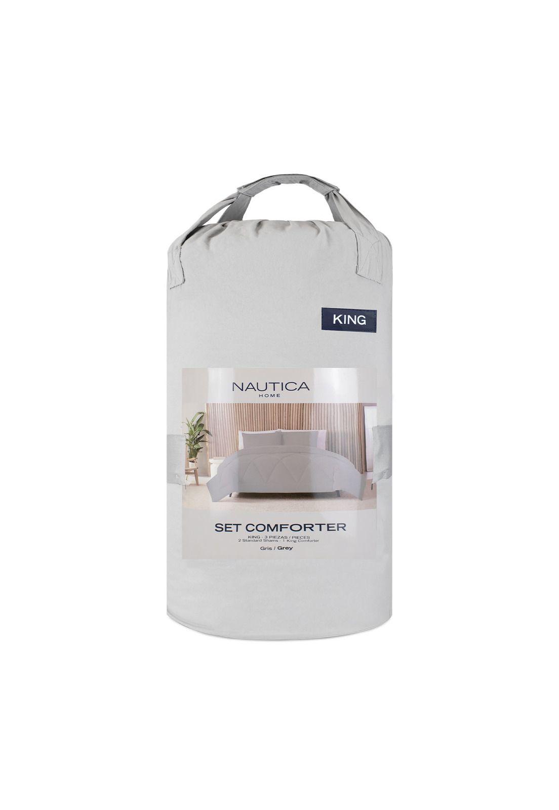 Cubrecama King Mcrofibra + Fundas Nautica Home gris-3