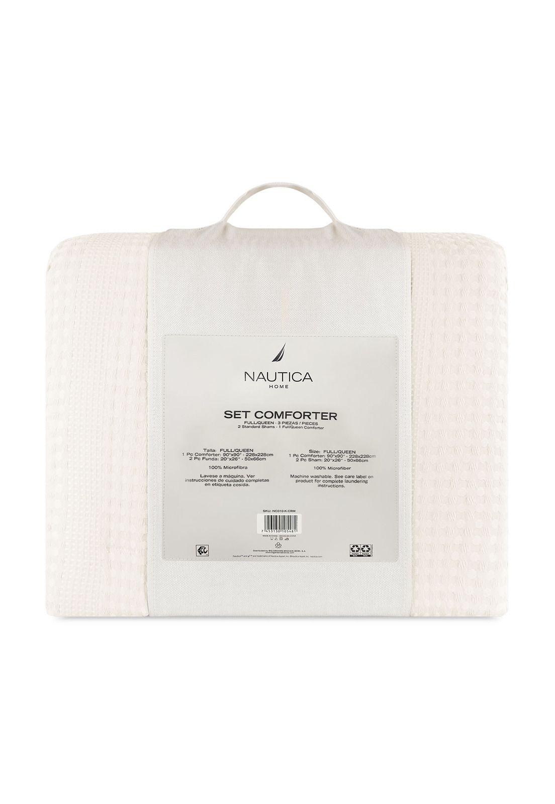 Cubrecama Queen Reversible + Fundas Nautica Home Blanco-2