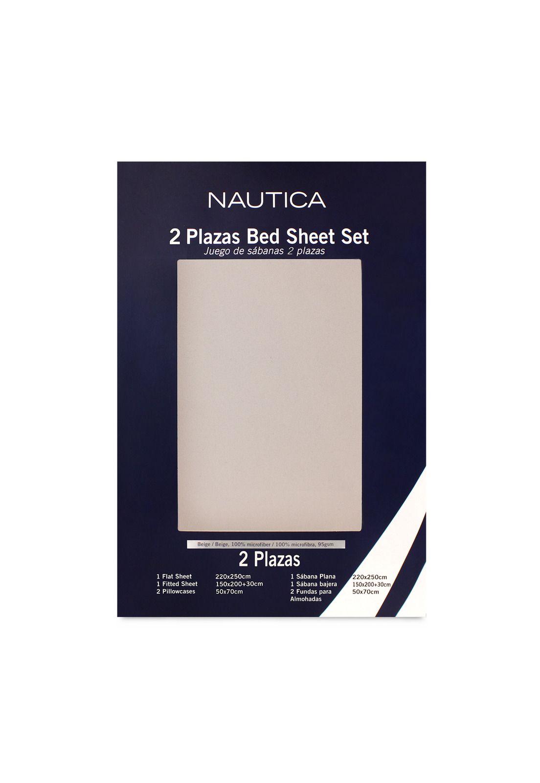 Juego de sábanas Nautica 4 piezas microfibra 2 plazas beige-3
