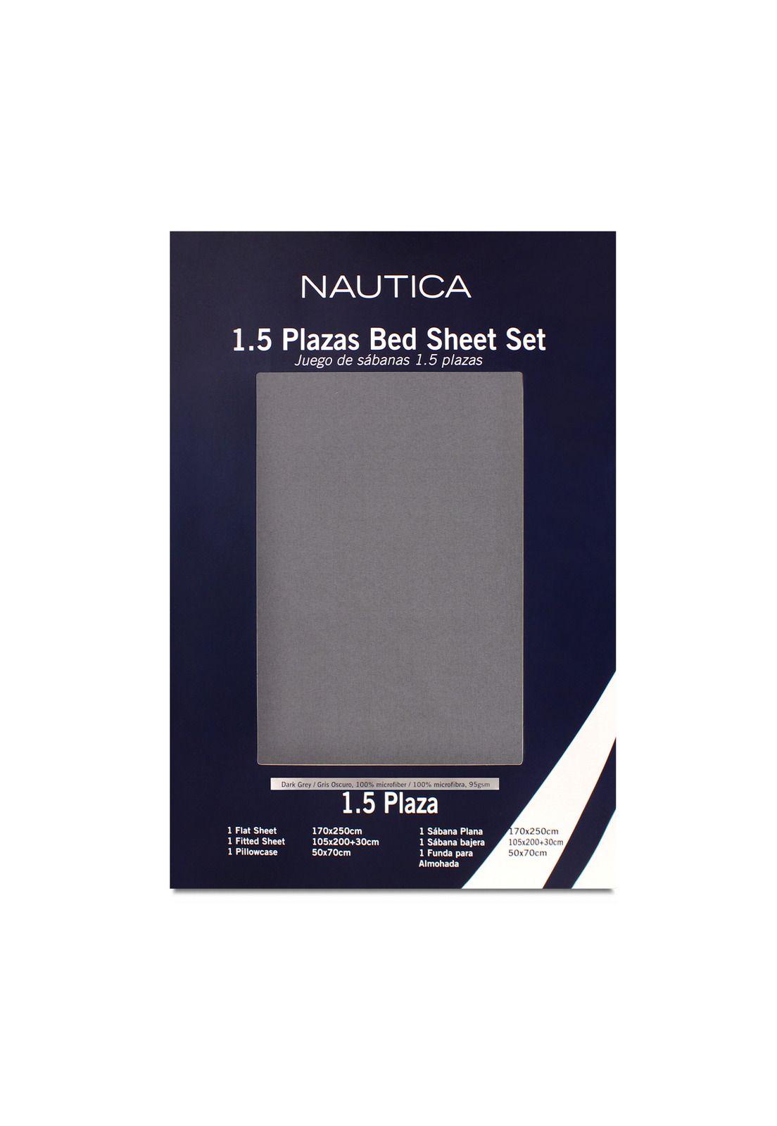 Juego de sábanas Nautica 3piezas microfibra 1,5 plazas plomo-3