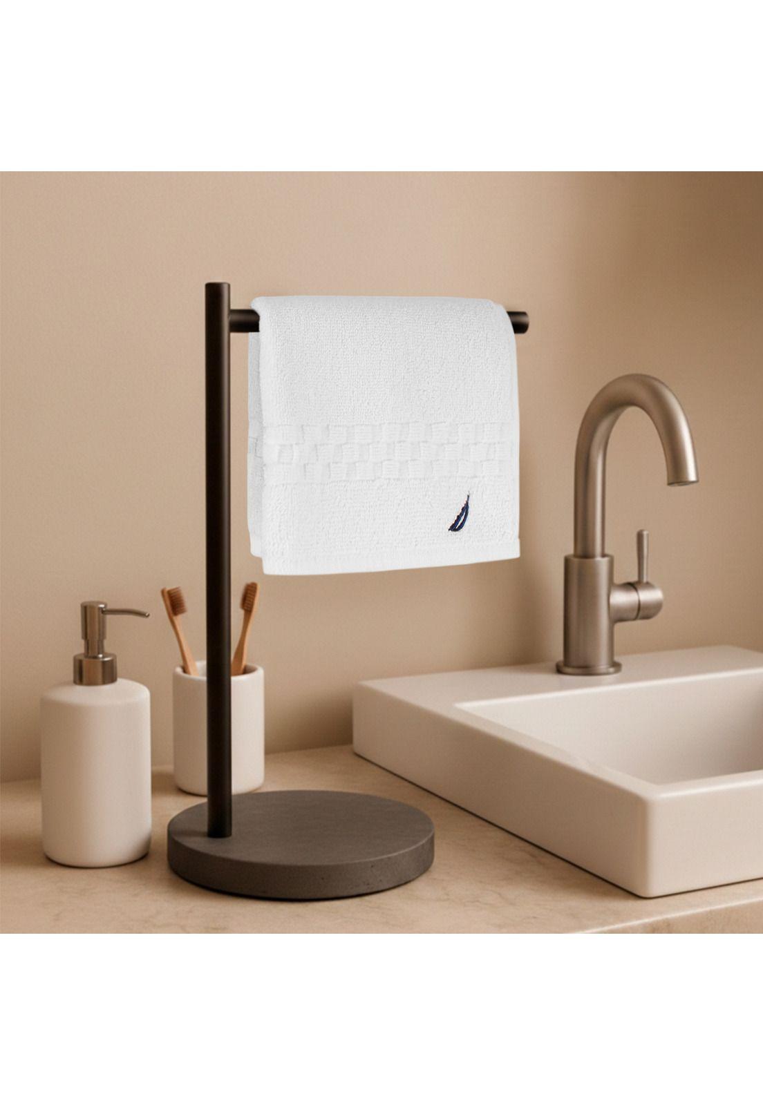 Set 4 Toallas Nautica SIGNATURE Cara+mano+cuerpo+piso 100% algodón alta calidad blanco-2