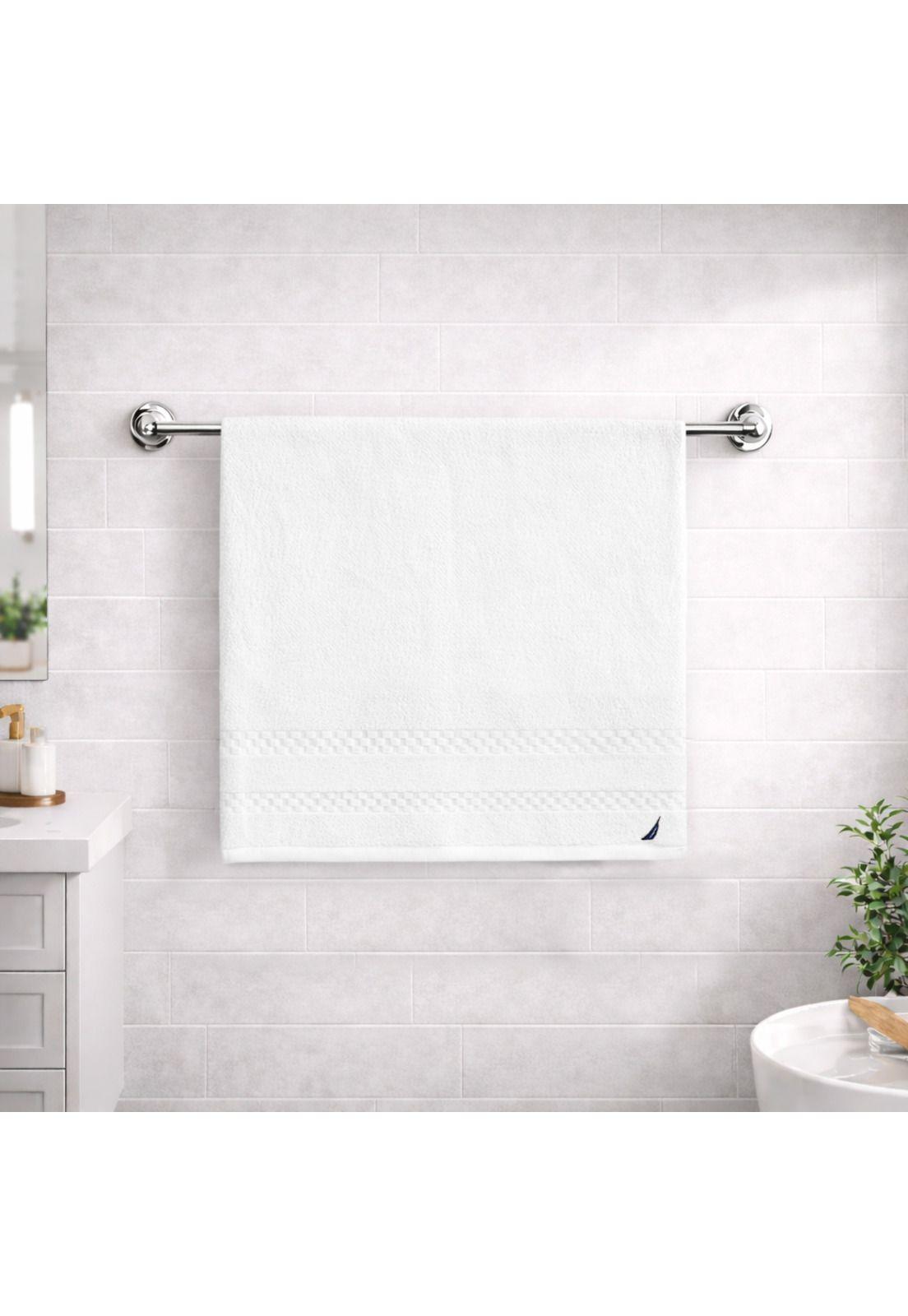 Set 4 Toallas Nautica SIGNATURE Cara+mano+cuerpo+piso 100% algodón alta calidad blanco-6