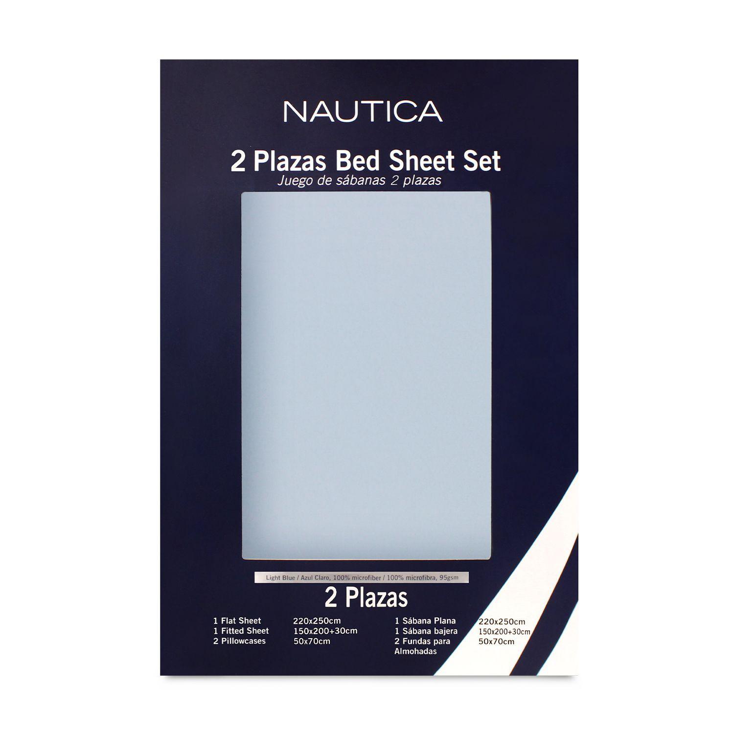 Juego de sábanas Nautica 4 piezas microfibra king celeste-5
