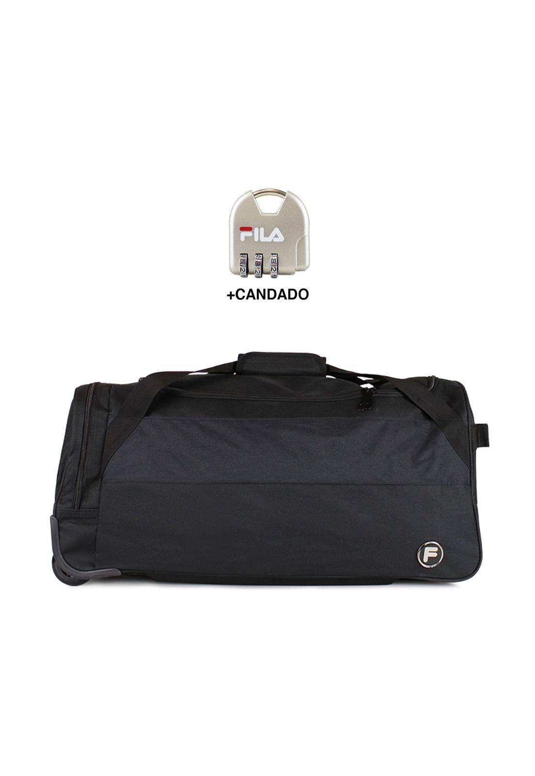 Bolso de Viaje con Ruedas FILA Overland M 89Lts Negro + Candado-0