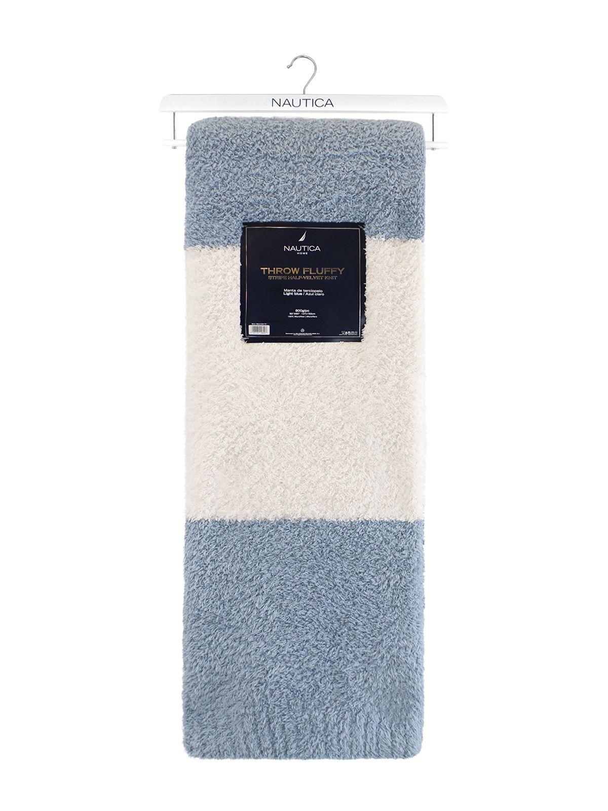 Manta de franela Nautica 127x152 Fluffy cama sofá suavidad superior celeste-5