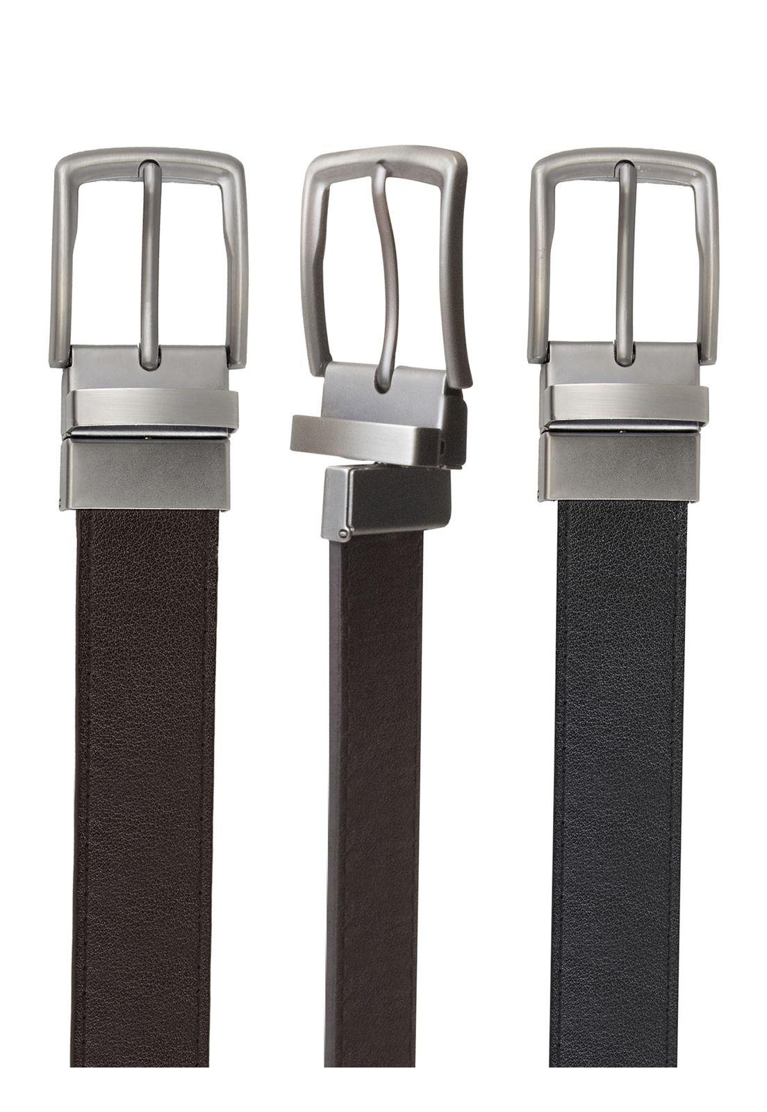 Cinturón Hombre Reversible Negro Café Hebilla Giratoria Carven-1