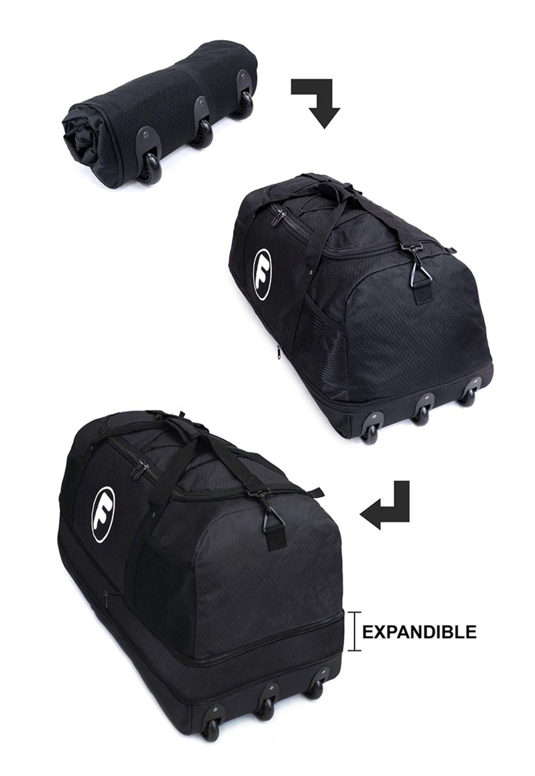Bolso L Kong negro enrollable con ruedas 80 ltrs + Candado F la Maleta de Chile-9