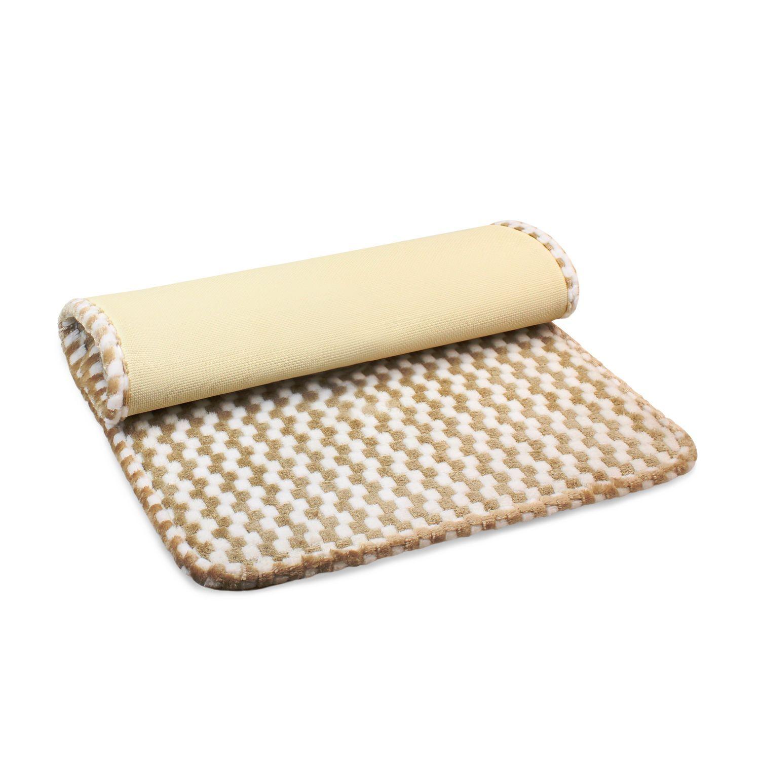 Alfombra de Baño Memory Foam 50x80 cm Cuadros beige-2