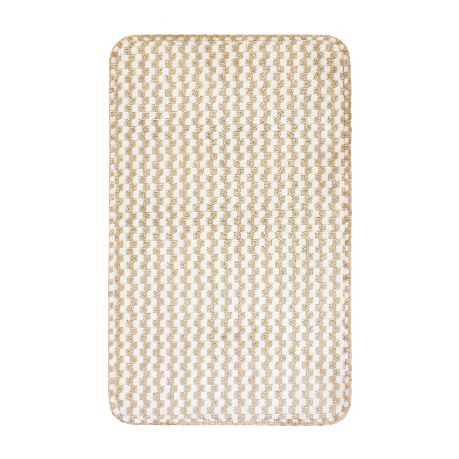 Alfombra de Baño Memory Foam 50x80 cm Cuadros beige-5