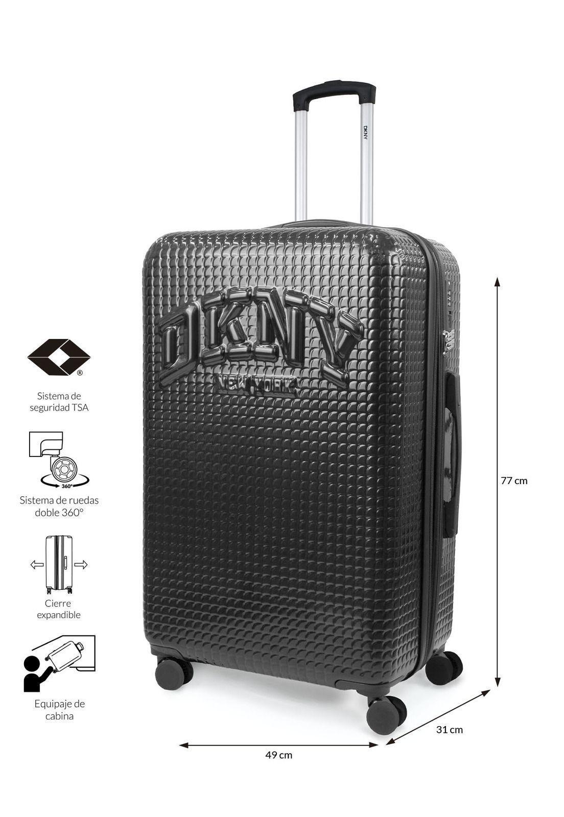 Set 3 Maletas Donna Karan Hot Town Cabina Mediana Grande negras-3