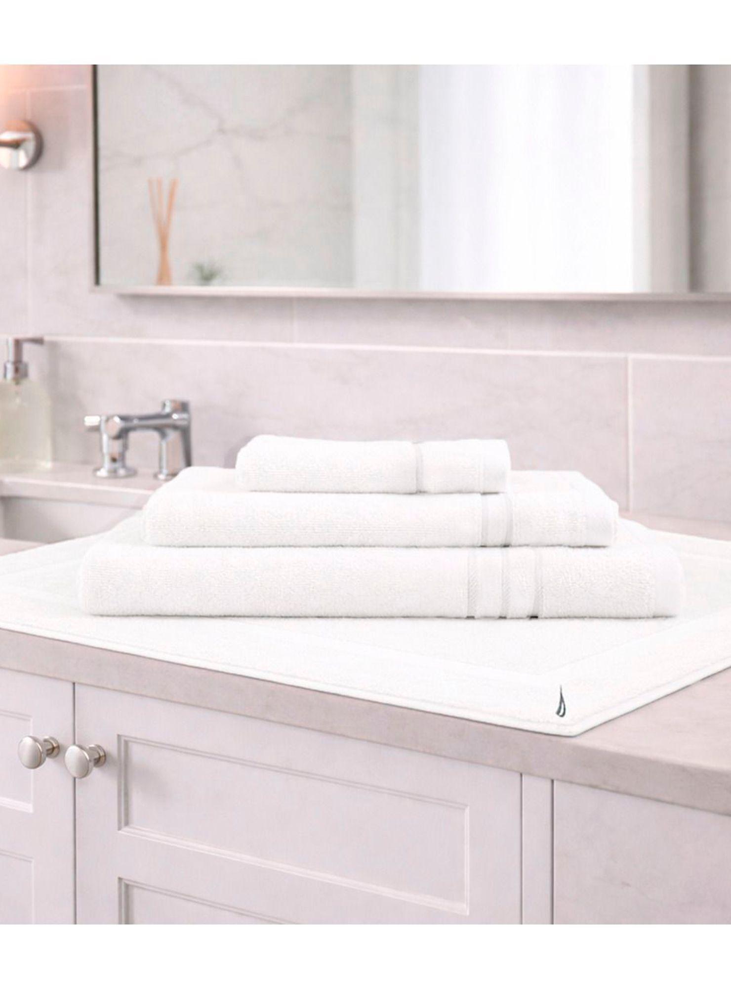 Set 4 Toallas Nautica SIGNATURE Cara+mano+cuerpo+piso 100% algodón blanco-0