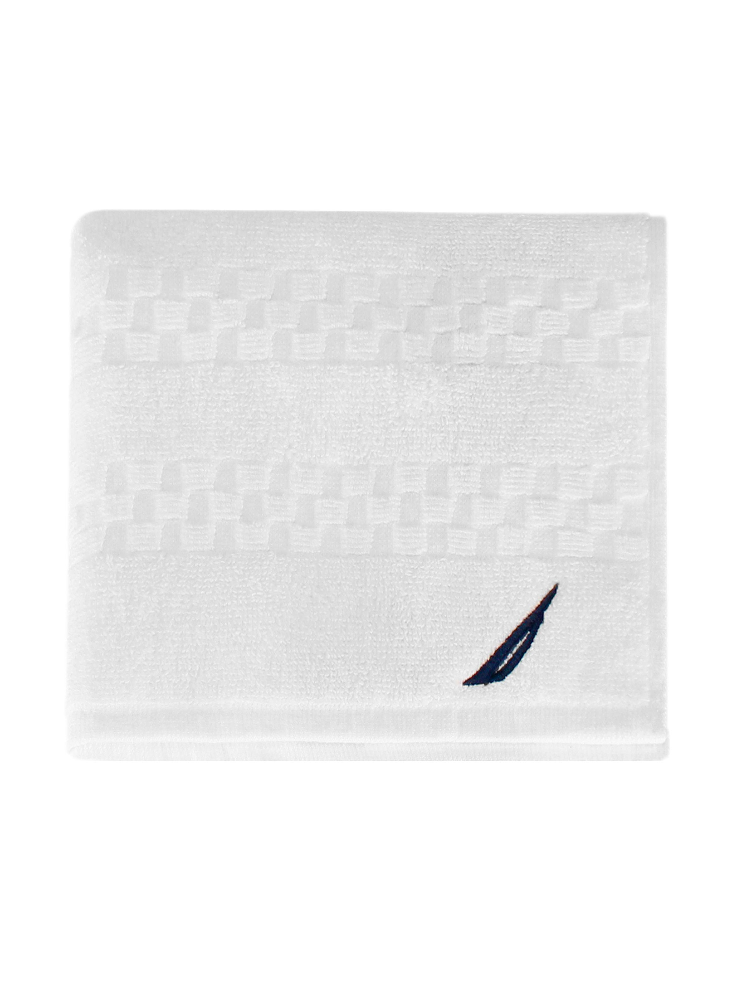 Toalla de mano Nautica SIGNATURE 100% algodón suavidad y absorbencia blanca-3
