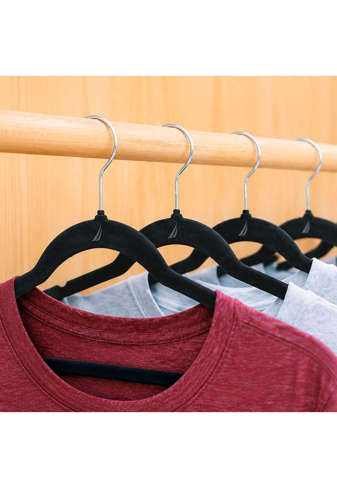 Colgadores de Ropa Pack 50 negro Antideslizante Nautica Home-0