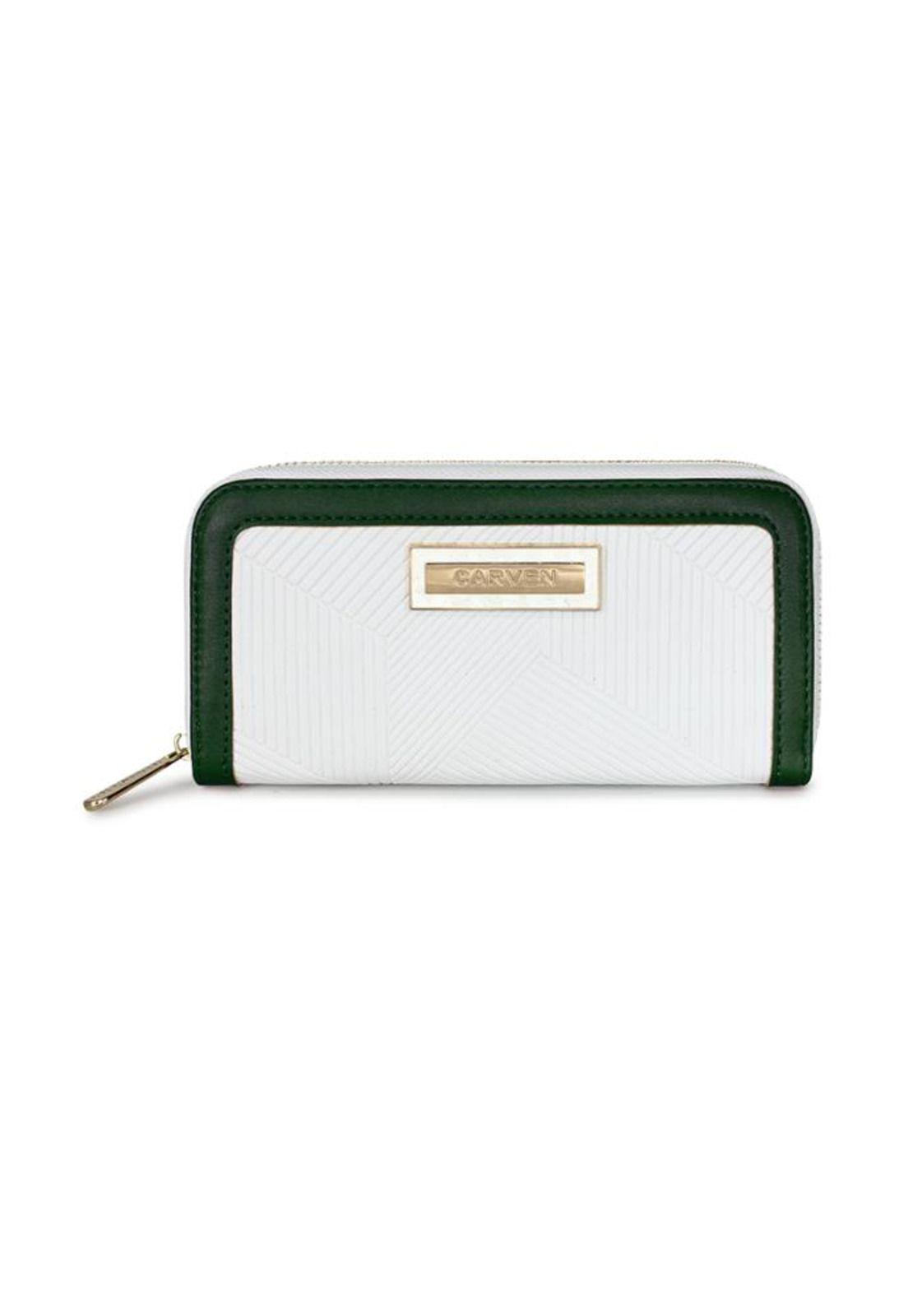 Billetera mujer Greta blanco y verde Carven Paris-4