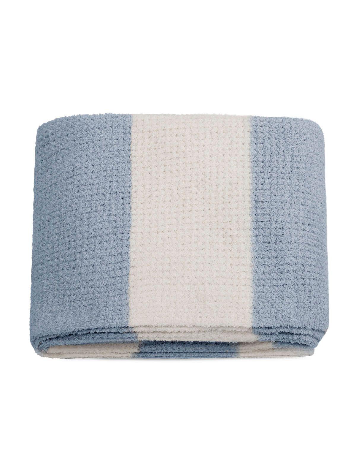 Manta de franela Nautica 127x152 Waffle cama sofá suavidad superior celeste-2