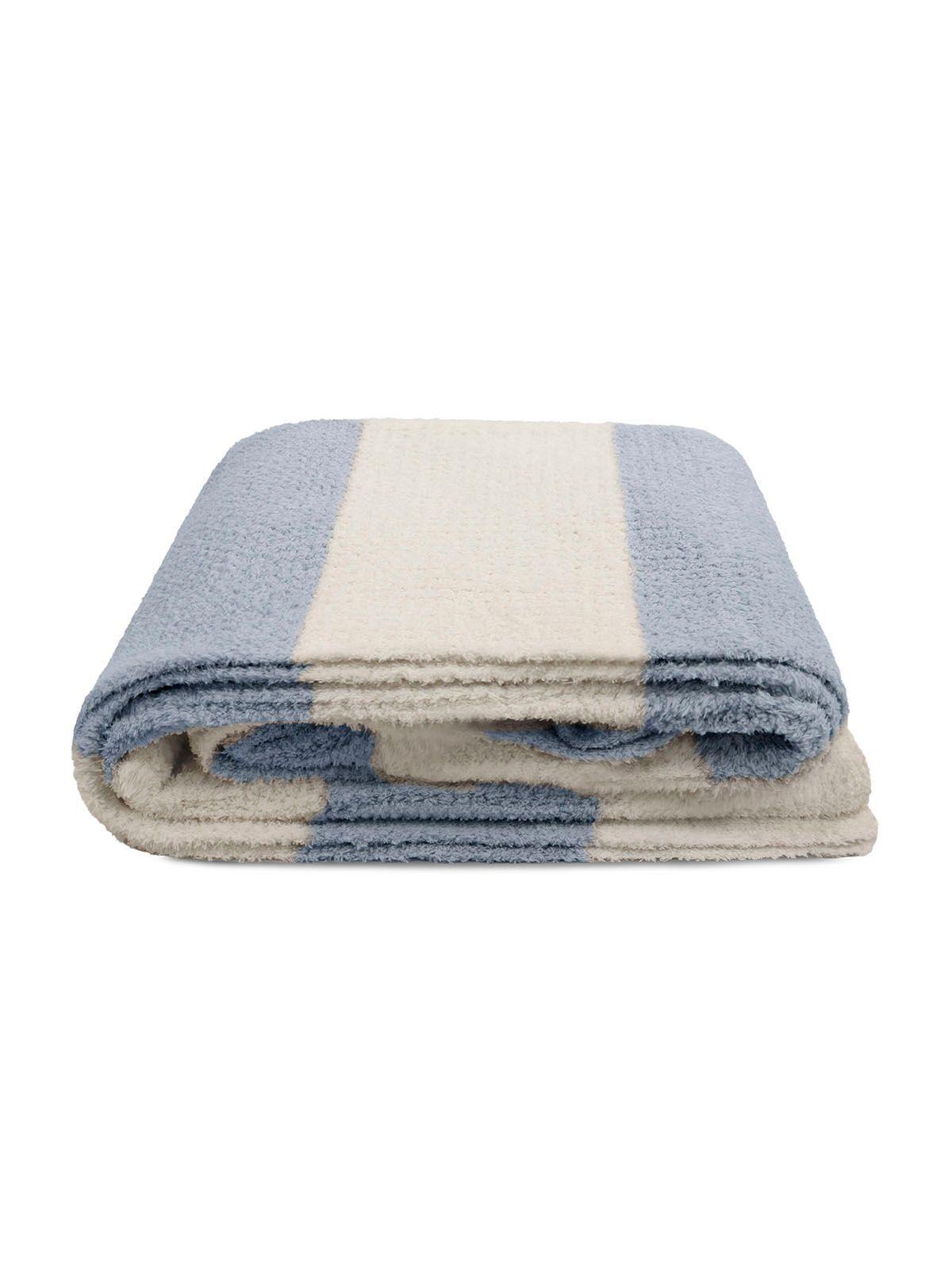 Manta de franela Nautica 127x152 Waffle cama sofá suavidad superior celeste-3