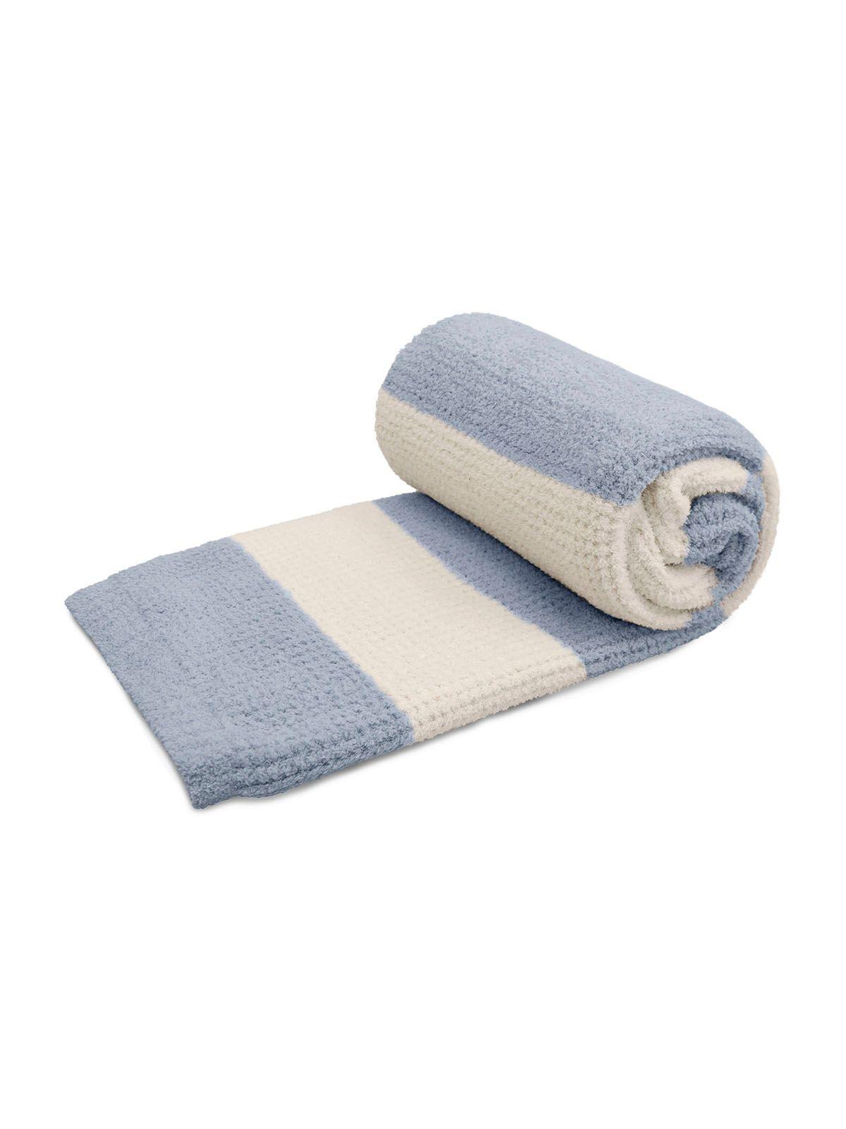 Manta de franela Nautica 127x152 Waffle cama sofá suavidad superior celeste-4