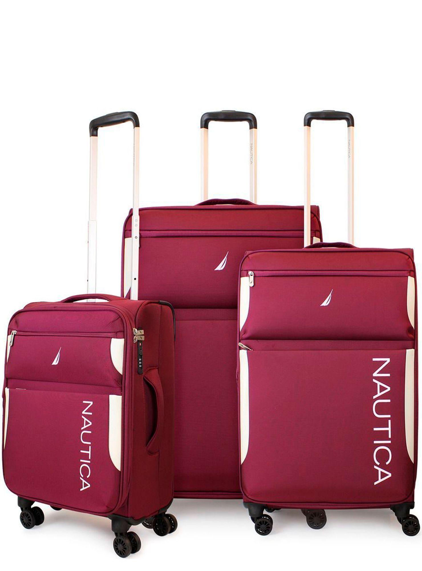 Set de 3 maletas blandas de tela S+M+L Nautica Marbella burdeo-0