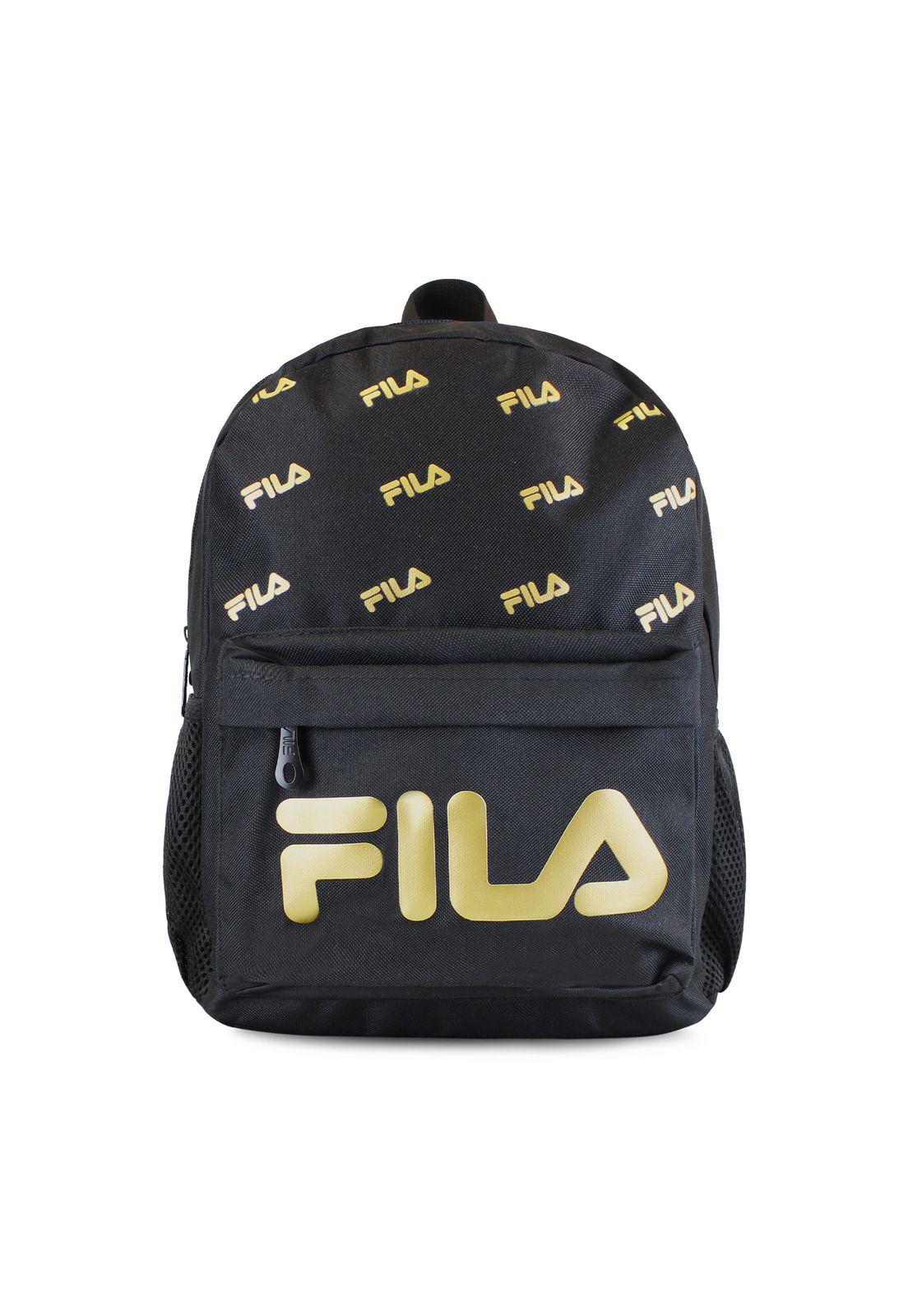 Set FILA Mochila 16lts Urbanix + Lonchera térmica + Estuche Spark negro-gold-5