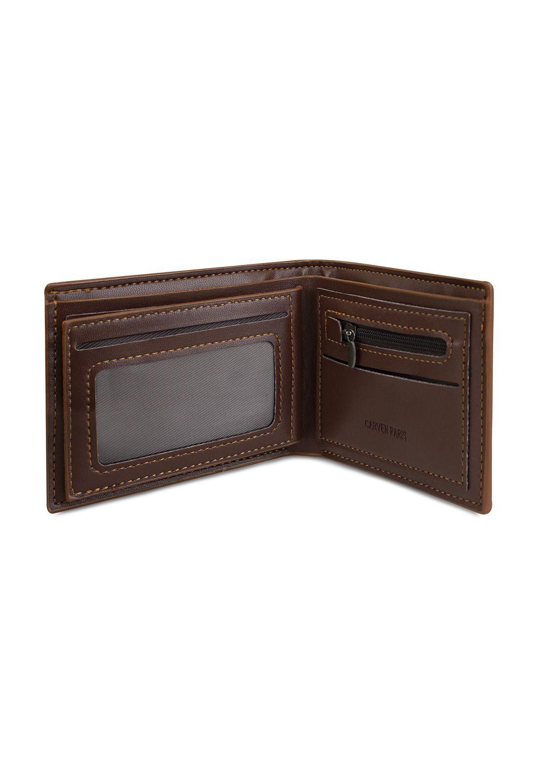 Billetera hombre Gino café con monedero Carven Paris-6