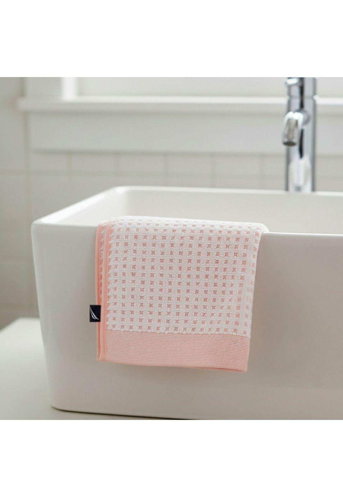 Pack 2 Toallas Algodón Rostro y Manos MARA Nautica Home blanca-rosa-4
