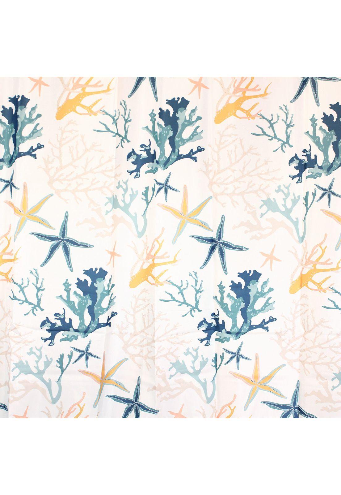 Cortina para baño Nautica poliéster 180x180cm diseño corales de mar-2