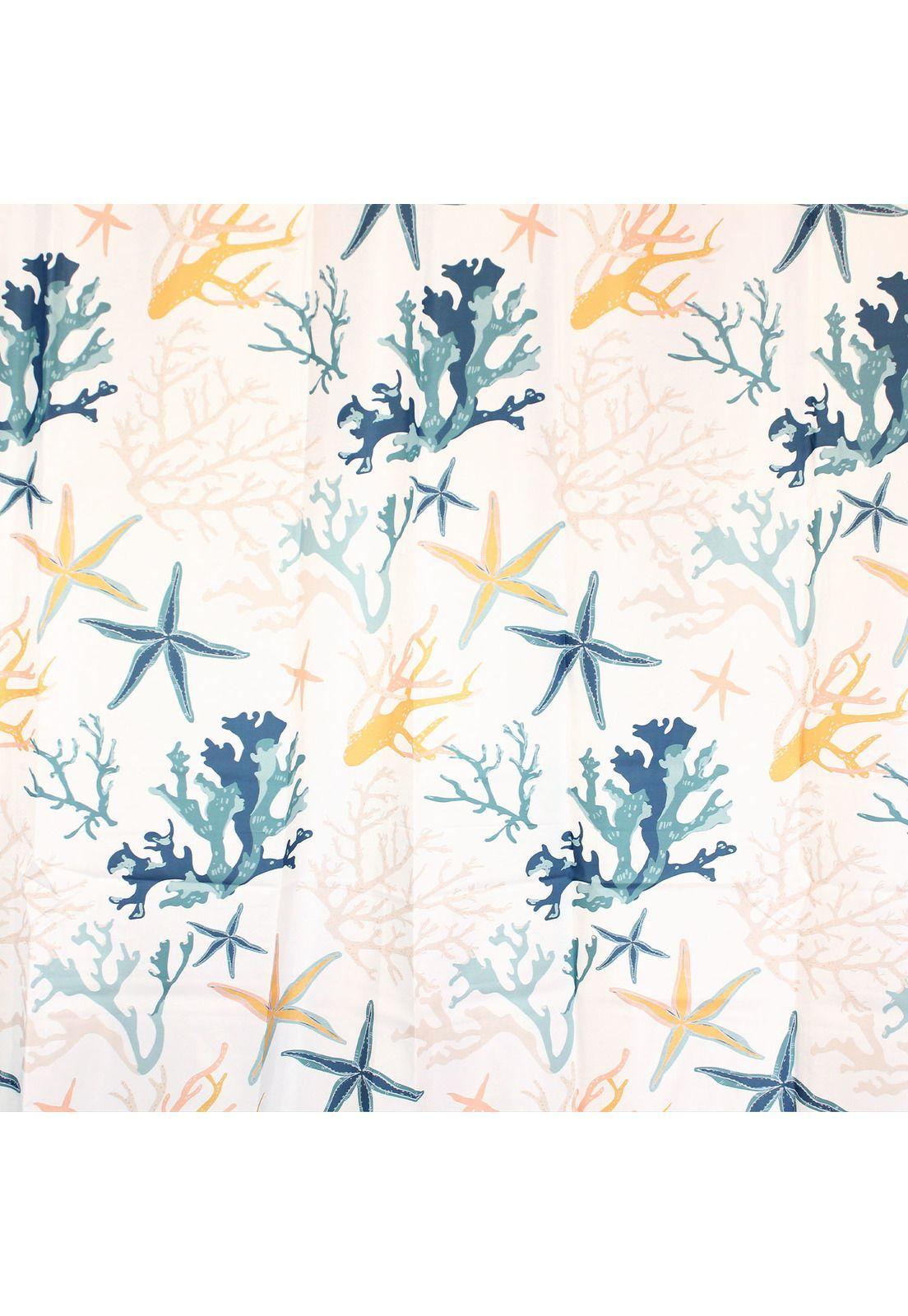 Cortina para baño Nautica Home poliéster 180x180cm diseño corales de mar-2
