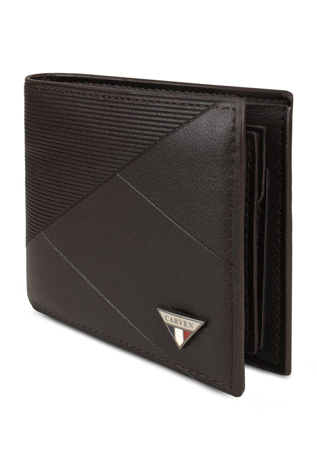 Billetera hombre Enzo café oscuro con monedero Carven Paris-3