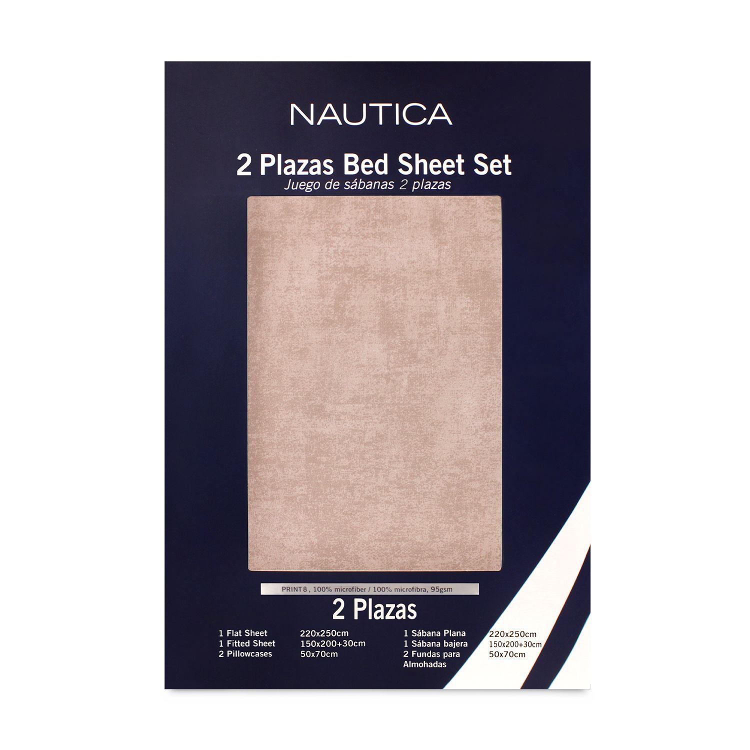 Juego de sábanas Nautica 4 piezas microfibra 2 plazas café claro-5